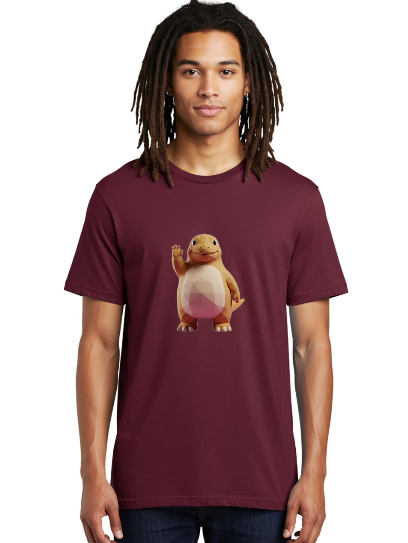 Charmander Men'S Graphic Tee, 100% Cotton, Comfortable Casual Summer Wear, Machine Washable, Charmander, Pokémon Character, Cartoon Lizard, Low-Poly 3D Model, Orange And White Colors, Friendly Gesture, Digital Illustration, Gaming Icon Bae406