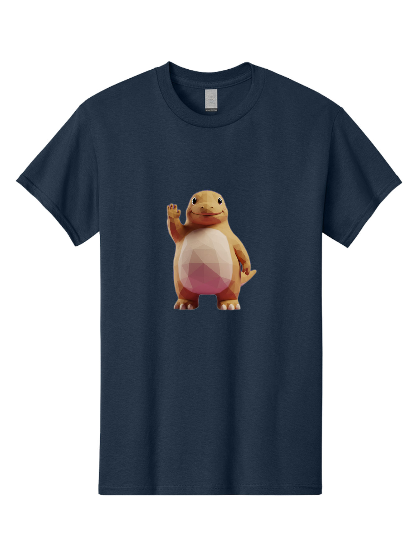 Charmander Men'S Graphic Tee, 100% Cotton, Comfortable Casual Summer Wear, Machine Washable, Charmander, Pokémon Character, Cartoon Lizard, Low-Poly 3D Model, Orange And White Colors, Friendly Gesture, Digital Illustration, Gaming Icon Bae406