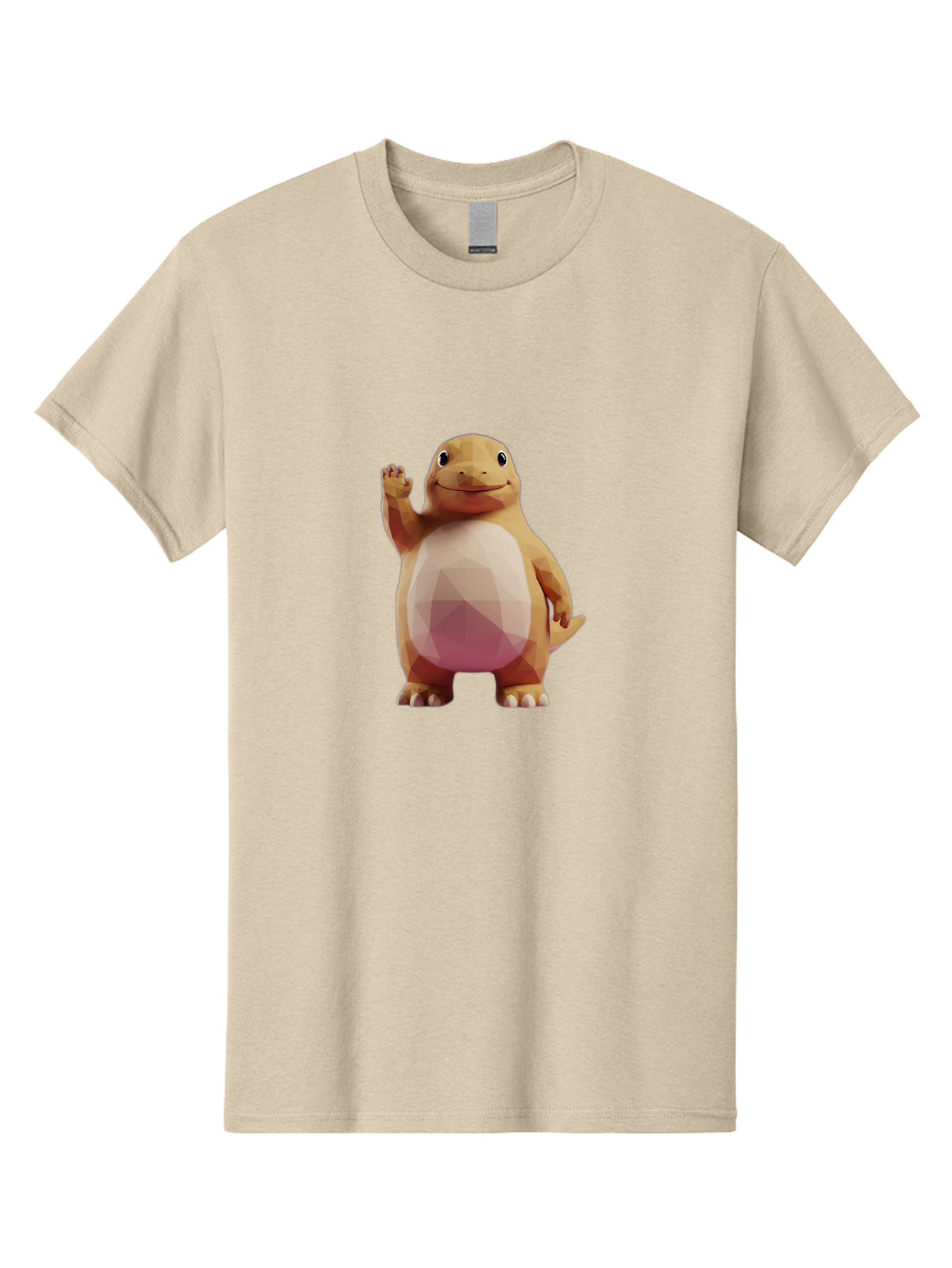 Charmander Men'S Graphic Tee, 100% Cotton, Comfortable Casual Summer Wear, Machine Washable, Charmander, Pokémon Character, Cartoon Lizard, Low-Poly 3D Model, Orange And White Colors, Friendly Gesture, Digital Illustration, Gaming Icon Bae406