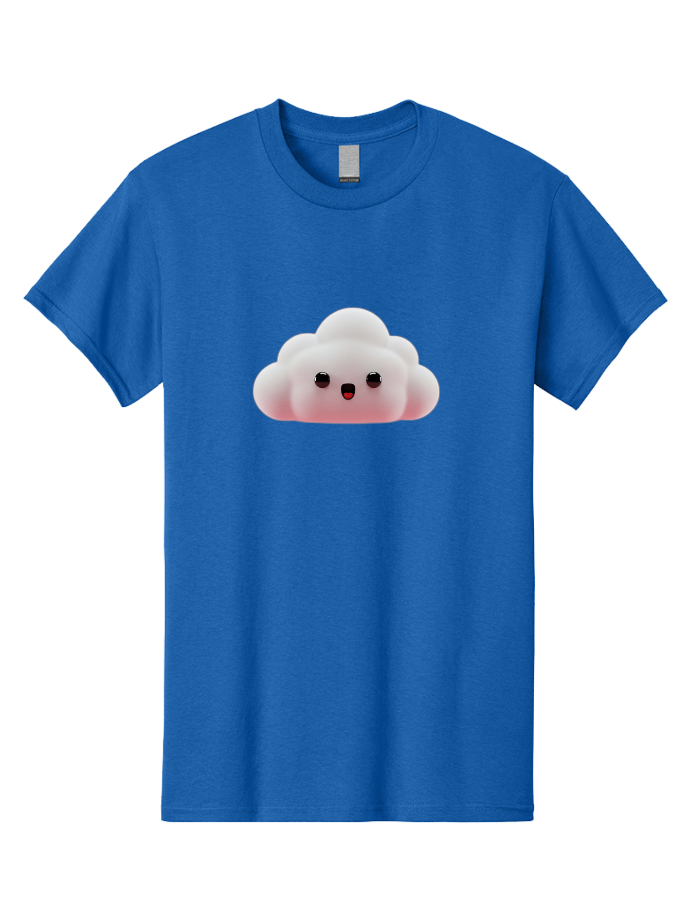Cloud Men'S Graphic Tee, 100% Cotton, Comfortable Casual Summer Wear, Machine Washable, Cute Cloud, Kawaii Character, Fluffy Cloud, Cartoon Style, Soft Pink, Adorable Face, Big Eyes, Small Mouth, Playful Design, Digital Art Bae410