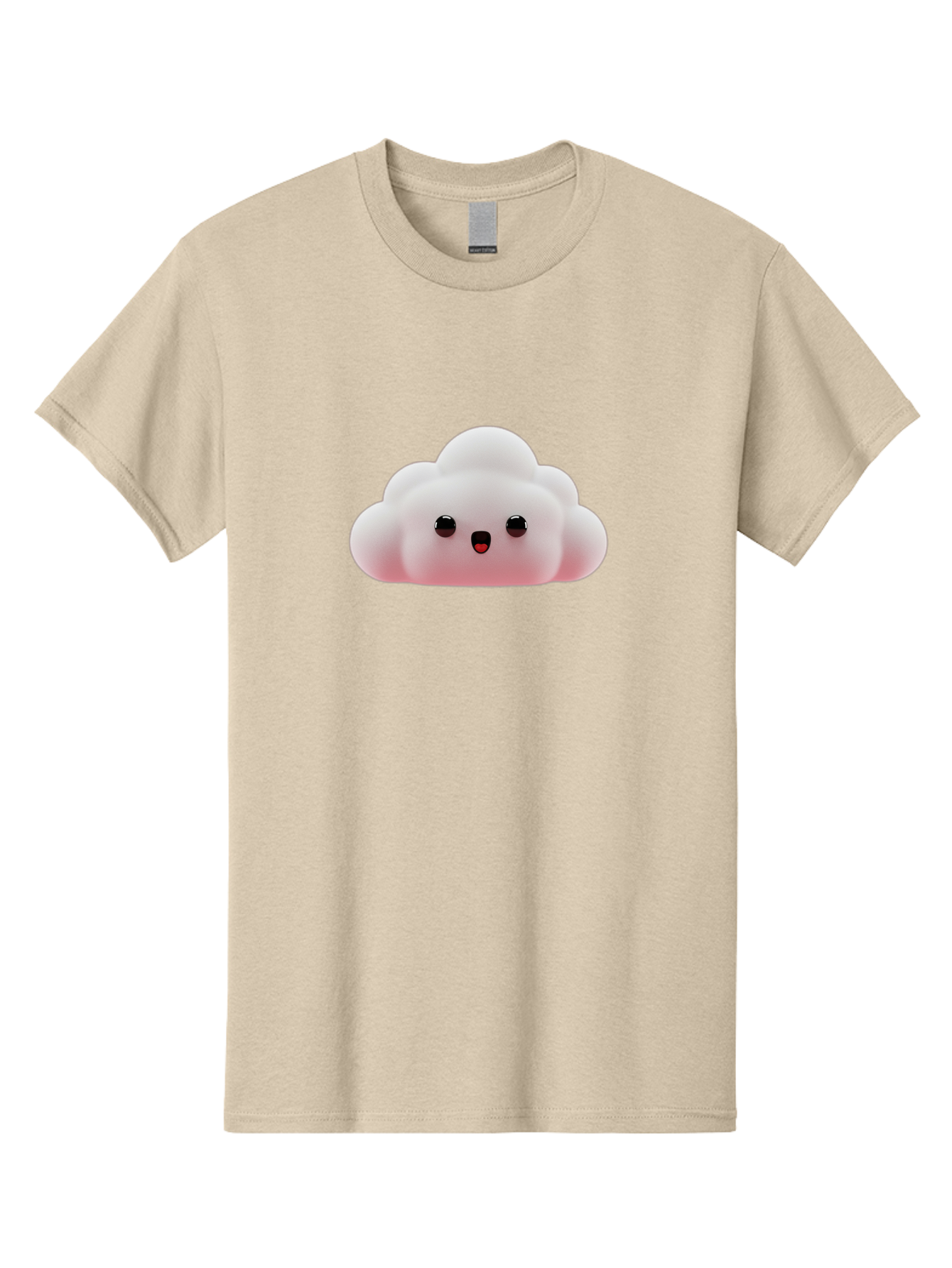 Cloud Men'S Graphic Tee, 100% Cotton, Comfortable Casual Summer Wear, Machine Washable, Cute Cloud, Kawaii Character, Fluffy Cloud, Cartoon Style, Soft Pink, Adorable Face, Big Eyes, Small Mouth, Playful Design, Digital Art Bae410