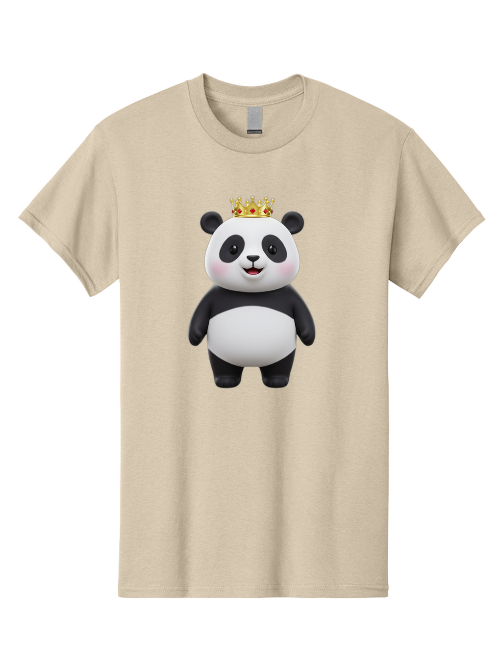 Crowned-Panda Men'S Graphic Tee, 100% Cotton, Comfortable Casual Summer Wear, Machine Washable, Cartoon Panda Bear, Royal Crown, Cute Animal, Adorable Face, Black And White Panda, Funny Character, Kawaii Art, Digital Illustration, Bae420