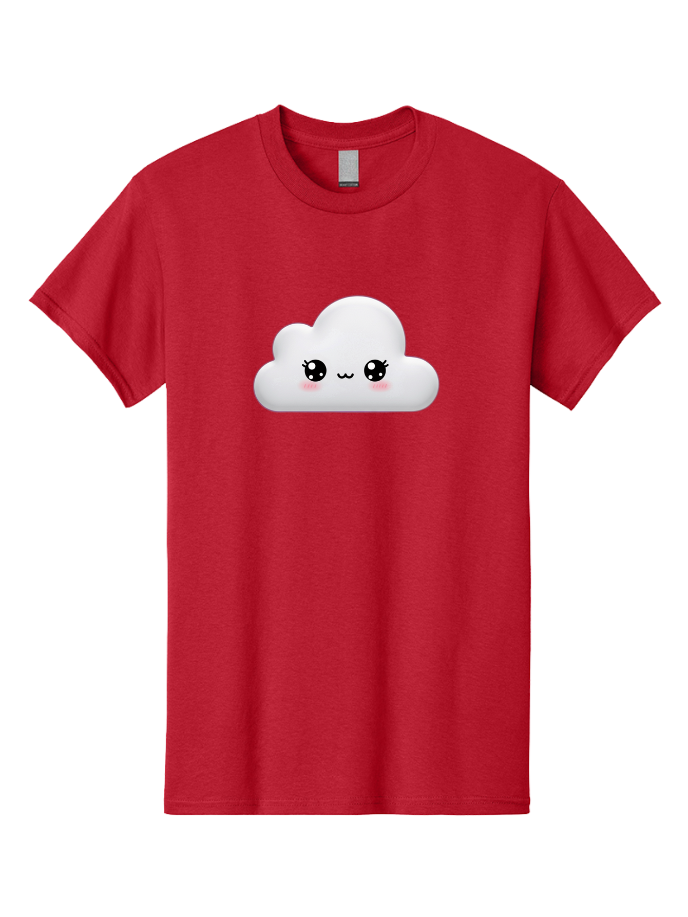 Cute-Cloud-1 Men'S Graphic Tee, 100% Cotton, Comfortable Casual Summer Wear, Machine Washable, Cartoon Cloud, Cute Character, Kawaii Illustration, Adorable Design, Fluffy Cloud, Smiling Face, Pink Cheeks, Eyelashes, Childlike Charm, Bae425