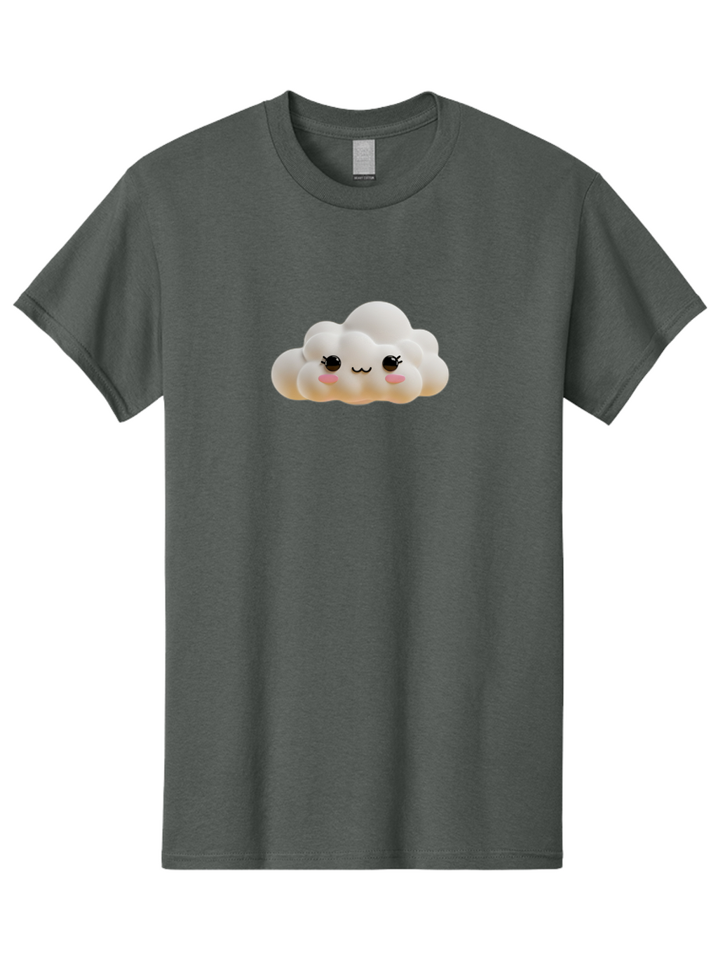 Cute-Cloud-2 Men'S Graphic Tee, 100% Cotton, Comfortable Casual Summer Wear, Machine Washable, Cute Cloud, Kawaii Art, Cartoon Character, Fluffy Cloud, Pastel Colors, Smiling Face, Rosy Cheeks, Eyelashes, Adorable, Whimsical, Fantasy Art, Bae426