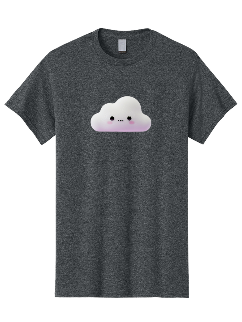 Cute-Cloud Men'S Graphic Tee, 100% Cotton, Comfortable Casual Summer Wear, Machine Washable, Cute Cloud, Smiling Face, Fluffy Cloud, Kawaii Character, Cartoon Cloud, Happy Expression, Soft Pink Cheeks, Black Eyes Bae429