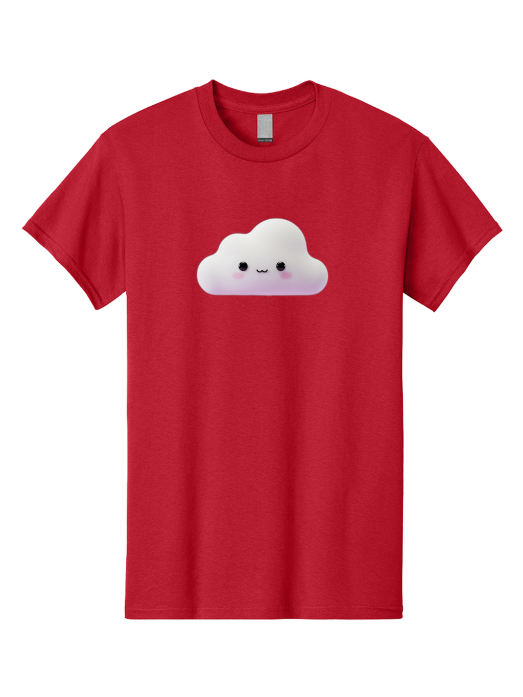 Cute-Cloud Men'S Graphic Tee, 100% Cotton, Comfortable Casual Summer Wear, Machine Washable, Cute Cloud, Smiling Face, Fluffy Cloud, Kawaii Character, Cartoon Cloud, Happy Expression, Soft Pink Cheeks, Black Eyes Bae429