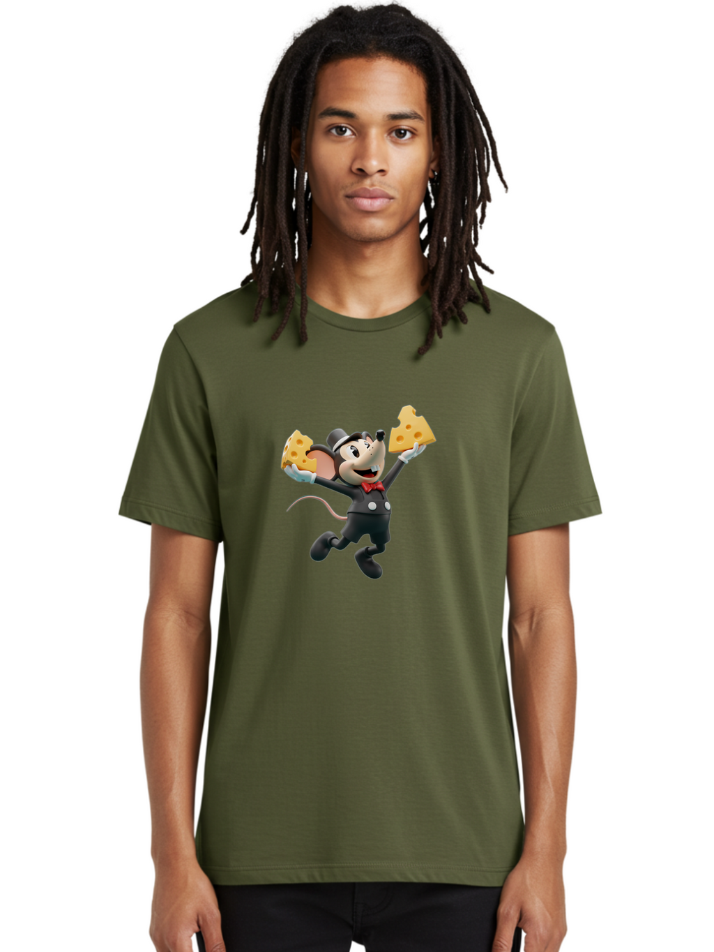 Danger-Mouse Men'S Graphic Tee, 100% Cotton, Comfortable Casual Summer Wear, Machine Washable, Danger Mouse Holding Cheese, Cartoon Character, Comedy, Funny Animation, Cheese Lover, Secret Agent Mouse Bae433