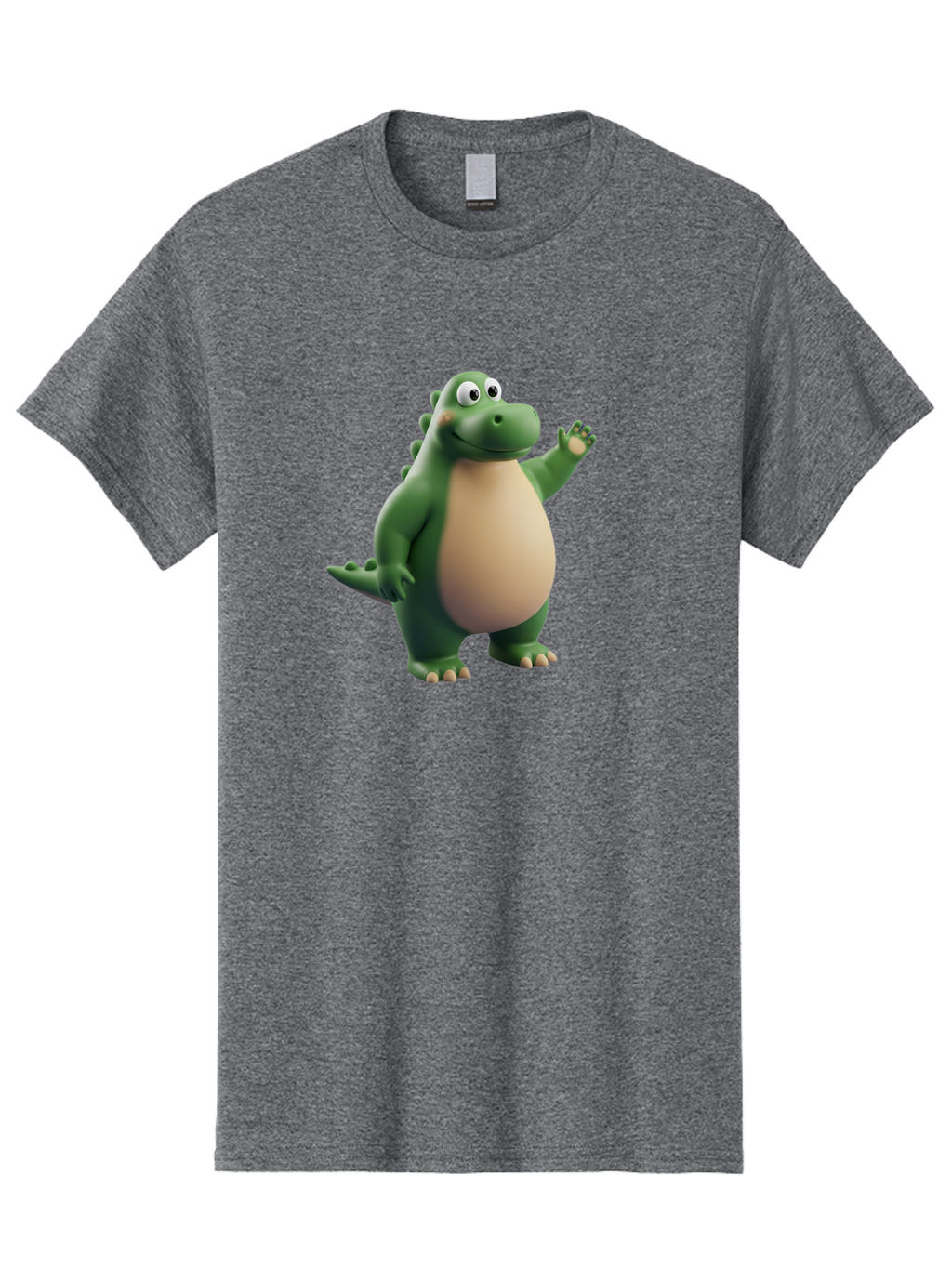 Dino-1 Men'S Graphic Tee, 100% Cotton, Comfortable Casual Summer Wear, Machine Washable, Friendly Cartoon Dinosaur, Green Dinosaur Character, Dinosaurs For Kids, Cartoon Characters For Children, Fun Dinosaur Illustrations, Bae434