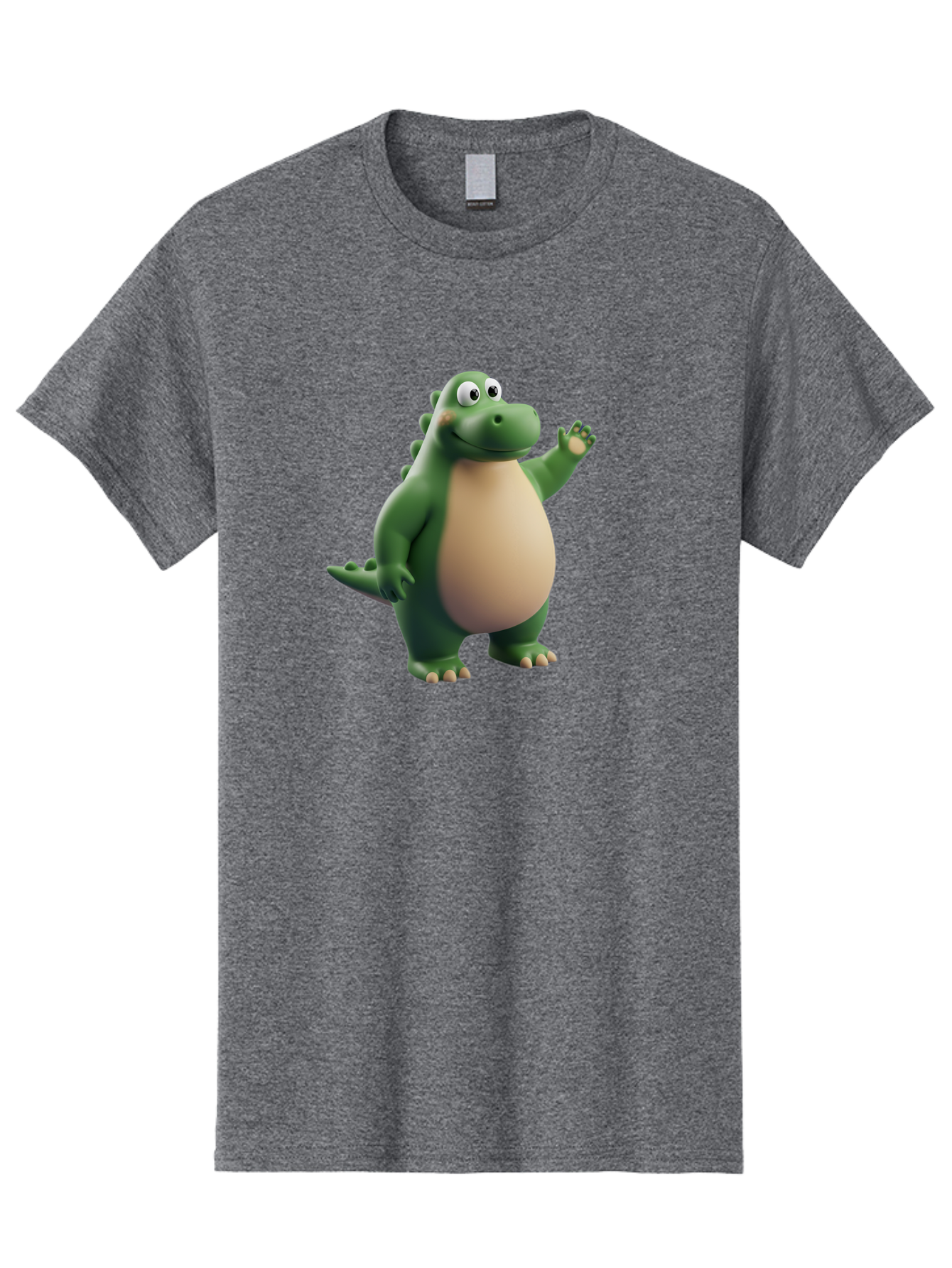 Dino-1 Men'S Graphic Tee, 100% Cotton, Comfortable Casual Summer Wear, Machine Washable, Friendly Cartoon Dinosaur, Green Dinosaur Character, Dinosaurs For Kids, Cartoon Characters For Children, Fun Dinosaur Illustrations, Bae434