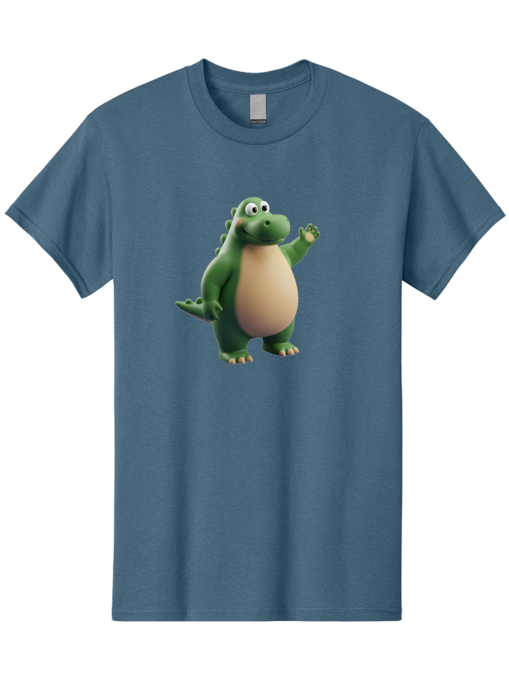 Dino-1 Men'S Graphic Tee, 100% Cotton, Comfortable Casual Summer Wear, Machine Washable, Friendly Cartoon Dinosaur, Green Dinosaur Character, Dinosaurs For Kids, Cartoon Characters For Children, Fun Dinosaur Illustrations, Bae434