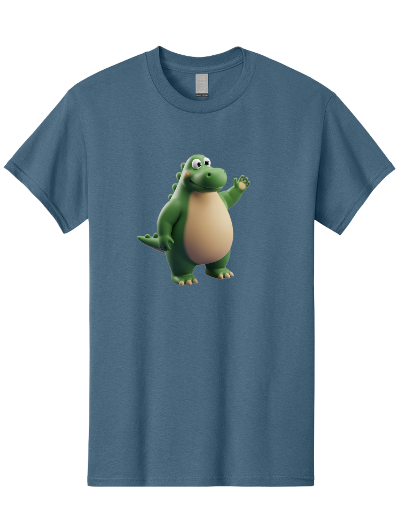 Dino-1 Men'S Graphic Tee, 100% Cotton, Comfortable Casual Summer Wear, Machine Washable, Friendly Cartoon Dinosaur, Green Dinosaur Character, Dinosaurs For Kids, Cartoon Characters For Children, Fun Dinosaur Illustrations, Bae434