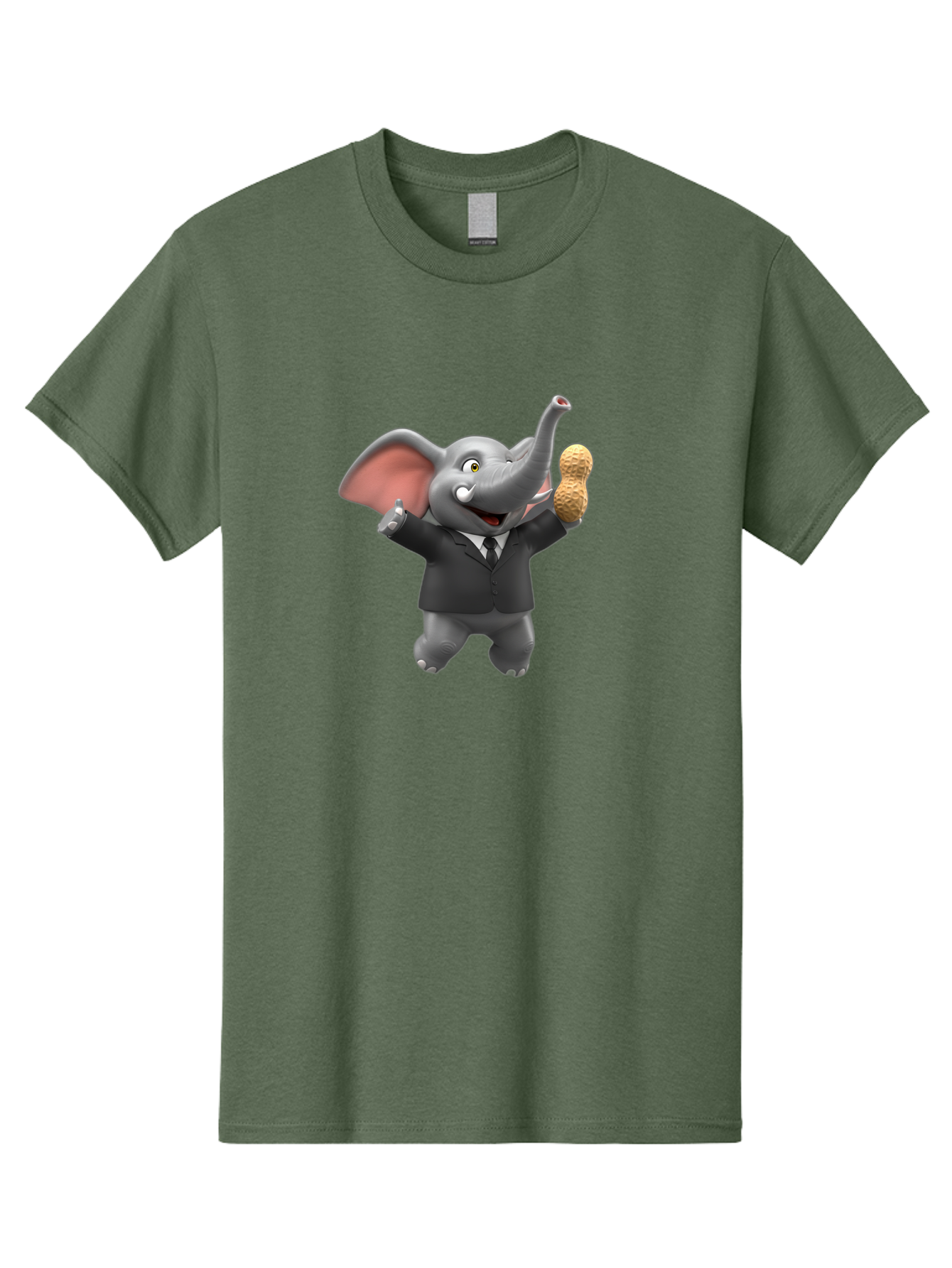 Elephant-In-Suit Men'S Graphic Tee, 100% Cotton, Comfortable Casual Summer Wear, Machine Washable, Elephant In Business Attire, Cartoon Character, Peanuts, Humorous Illustration, Comedic Design, Funny Animal Bae442
