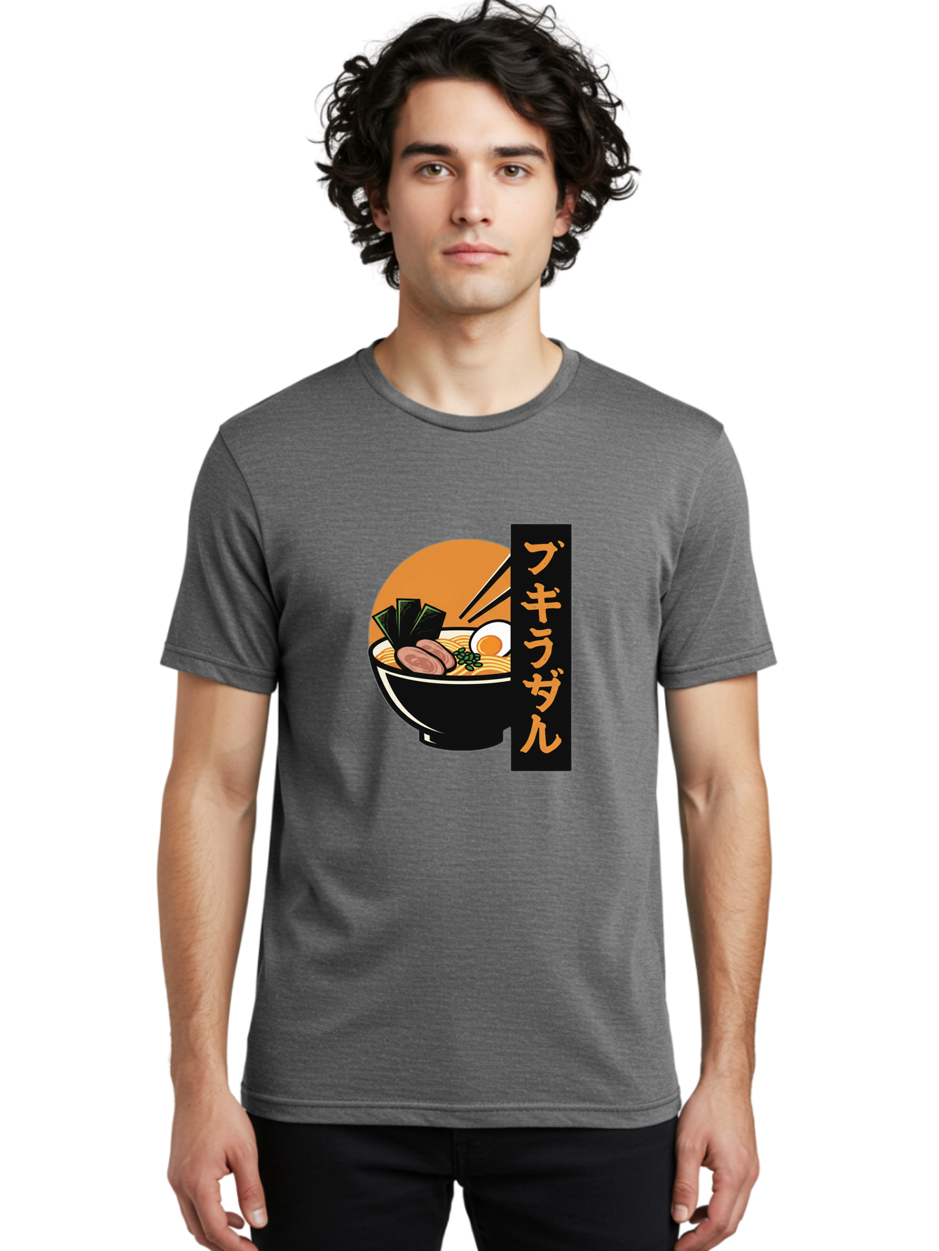 Hukirasa Men'S Graphic Tee, 100% Cotton, Comfortable Casual Summer Wear, Machine Washable, Bowl Of Ramen, Japanese Noodle Soup, Egg, Meat, Seaweed, Chopsticks, Japanese Cuisine, Food Illustration, Savory Dish Bae469
