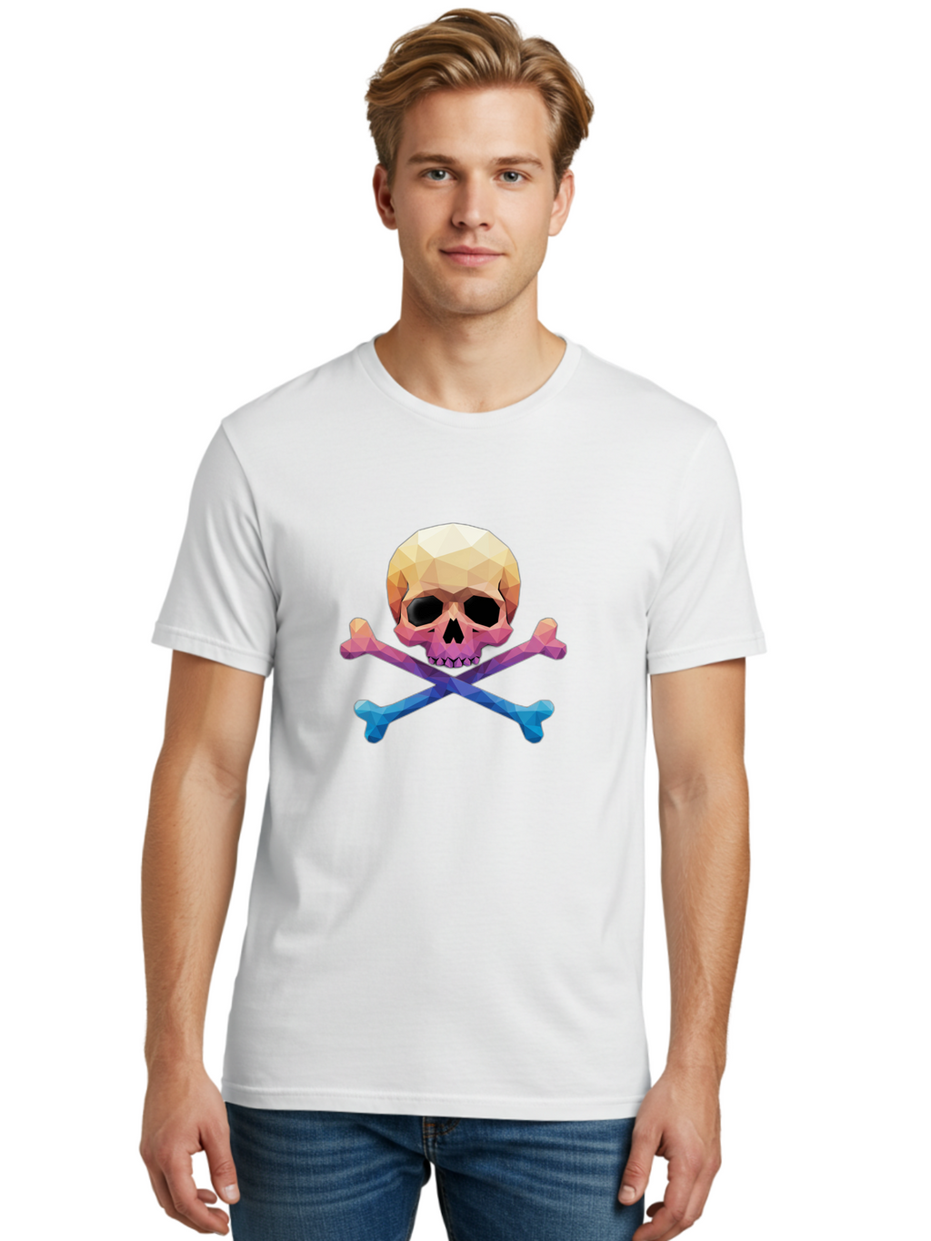 Jolly-Roger-Skull-1 Men'S Graphic Tee, 100% Cotton, Comfortable Casual Summer Wear, Machine Washable, Skull, Crossbones, Pirate Symbol, Danger Sign, Warning Sign, Pirate Flag, Skull And Crossbones, Pirate Emblem, Danger Alert, Toxic Symbol, Bae473