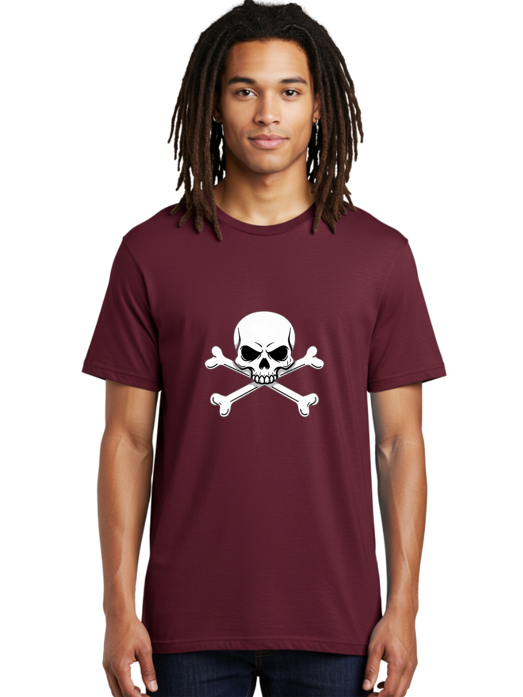 Jolly-Roger-Skull-And-Crossbones Men'S Graphic Tee, 100% Cotton, Comfortable Casual Summer Wear, Machine Washable, Skull And Crossbones, Pirate Symbol, Danger Warning, Jolly Roger Flag, Pirate Flag, Skull Illustration, Pirate Emblem, Bae475