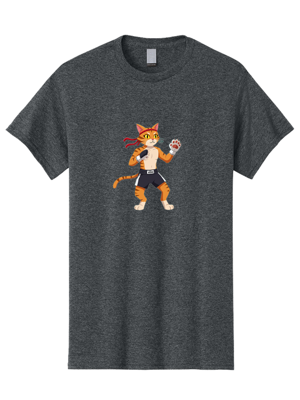 Katom Men'S Graphic Tee, 100% Cotton, Comfortable Casual Summer Wear, Machine Washable, Cartoon Cat Boxer, Orange Striped Cat, Boxing Gloves, Boxing Shorts, Martial Arts, Fighting Cat, Cartoon Character, Funny Animal, Boxing Pose, Bae477