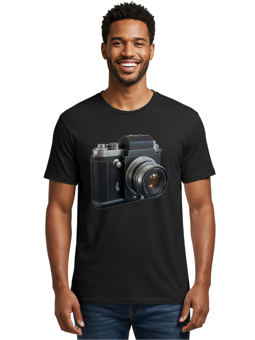 Leica-M6 Men'S Graphic Tee, 100% Cotton, Comfortable Casual Summer Wear, Machine Washable, Vintage Camera, Black Leather, Silver Accents, High-End Photography Equipment, Classic Design, Film Camera, Leica M6, Photography Gear, Retro Style Bae485