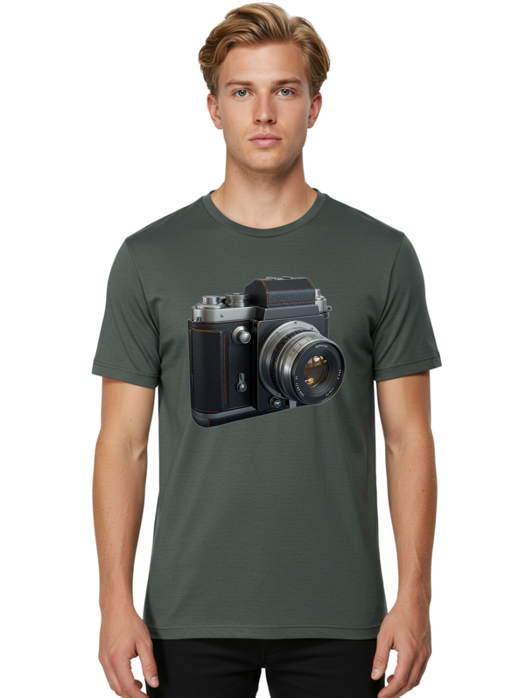 Leica-M6 Men'S Graphic Tee, 100% Cotton, Comfortable Casual Summer Wear, Machine Washable, Vintage Camera, Black Leather, Silver Accents, High-End Photography Equipment, Classic Design, Film Camera, Leica M6, Photography Gear, Retro Style Bae485