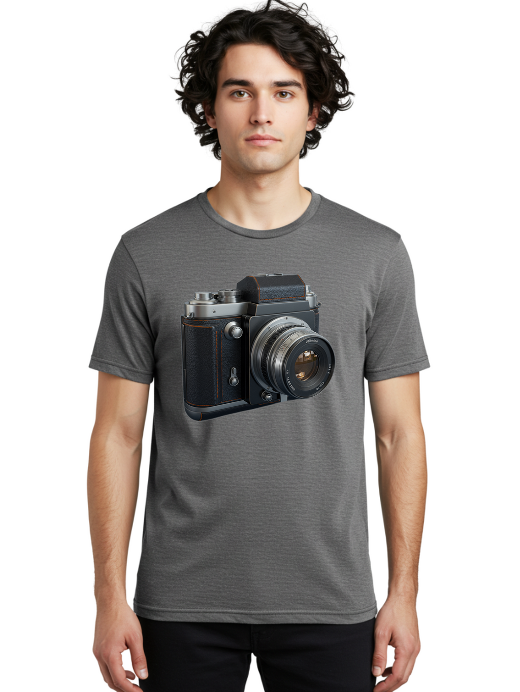 Leica-M6 Men'S Graphic Tee, 100% Cotton, Comfortable Casual Summer Wear, Machine Washable, Vintage Camera, Black Leather, Silver Accents, High-End Photography Equipment, Classic Design, Film Camera, Leica M6, Photography Gear, Retro Style Bae485