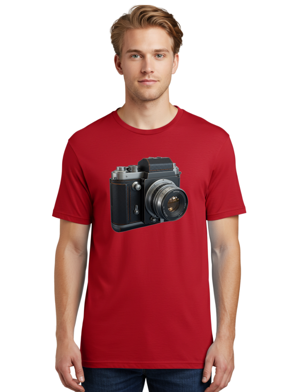 Leica-M6 Men'S Graphic Tee, 100% Cotton, Comfortable Casual Summer Wear, Machine Washable, Vintage Camera, Black Leather, Silver Accents, High-End Photography Equipment, Classic Design, Film Camera, Leica M6, Photography Gear, Retro Style Bae485