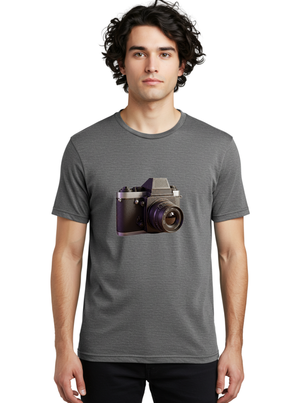 Mamiya-Camera Men'S Graphic Tee, 100% Cotton, Comfortable Casual Summer Wear, Machine Washable, Classic Camera, Vintage Photography, Retro Style, Film Camera, Mc Jupiter 37A, Manual Lens, 135Mm F3.5, Photography Equipment, Camera Lens Bae488