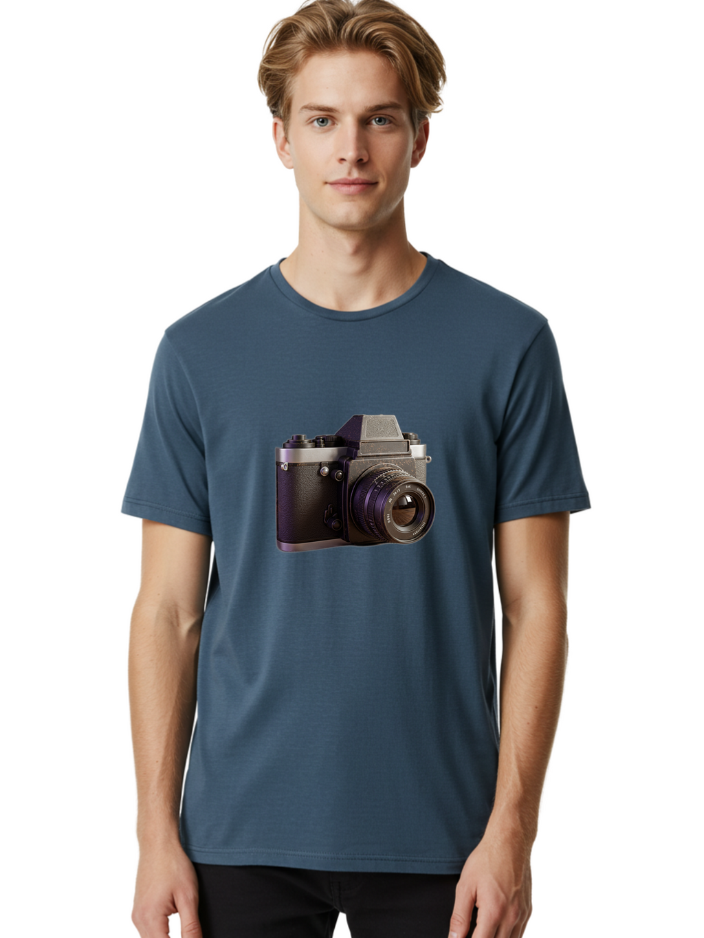 Mamiya-Camera Men'S Graphic Tee, 100% Cotton, Comfortable Casual Summer Wear, Machine Washable, Classic Camera, Vintage Photography, Retro Style, Film Camera, Mc Jupiter 37A, Manual Lens, 135Mm F3.5, Photography Equipment, Camera Lens Bae488