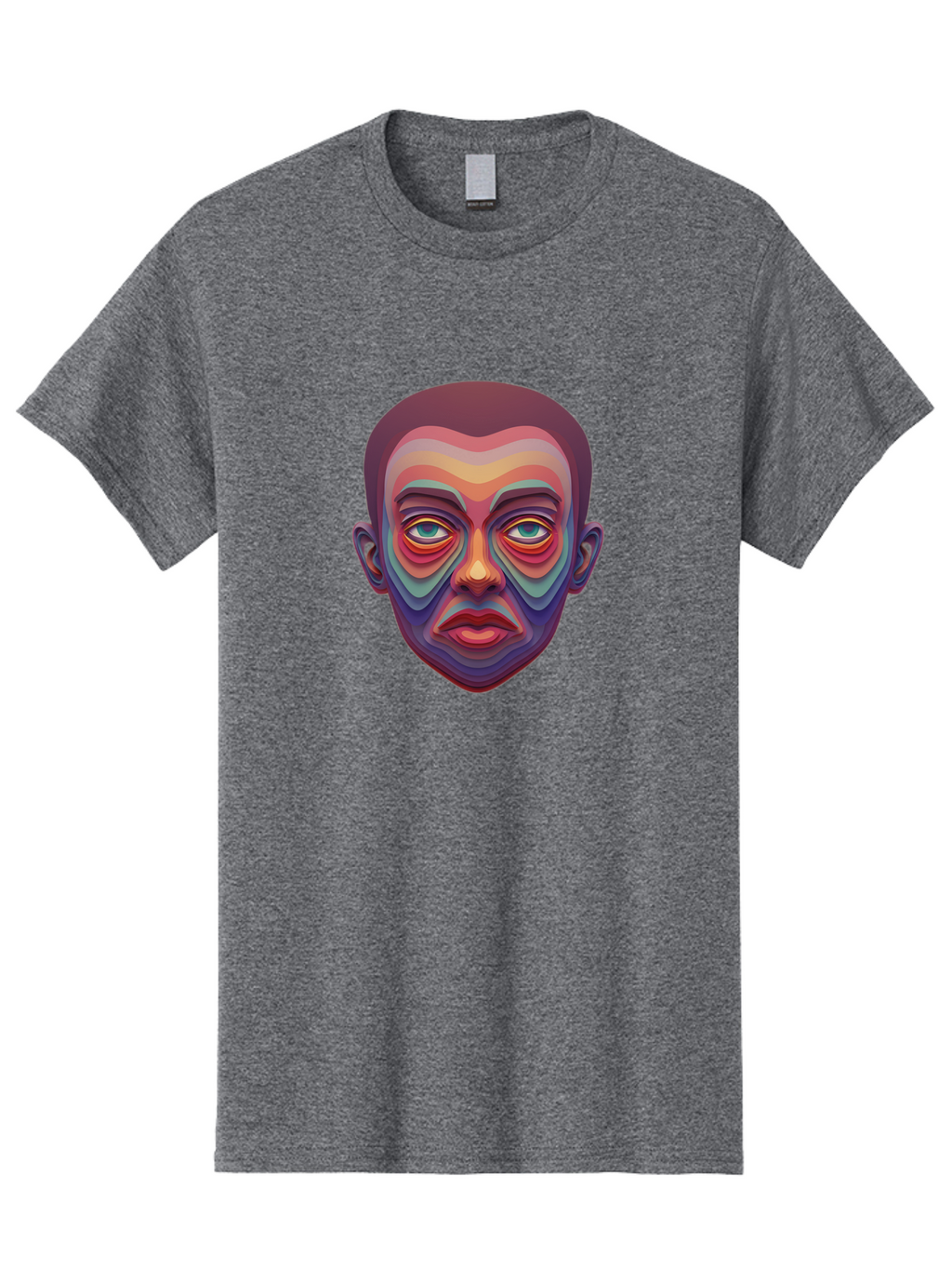 Man-S-Face Men'S Graphic Tee, 100% Cotton, Comfortable Casual Summer Wear, Machine Washable, Multicolored Face, Colorful Patterns, Vibrant Colors, Abstract Art, Surreal Portrait, Iridescent Hues, Psychedelic Style, Contemporary Art, Bae490