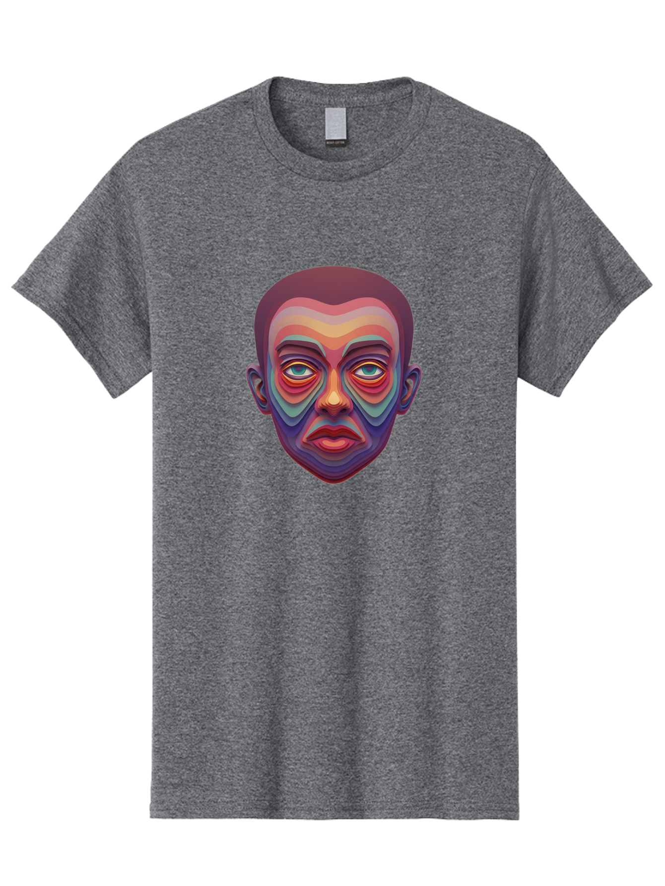 Man-S-Face Men'S Graphic Tee, 100% Cotton, Comfortable Casual Summer Wear, Machine Washable, Multicolored Face, Colorful Patterns, Vibrant Colors, Abstract Art, Surreal Portrait, Iridescent Hues, Psychedelic Style, Contemporary Art, Bae490