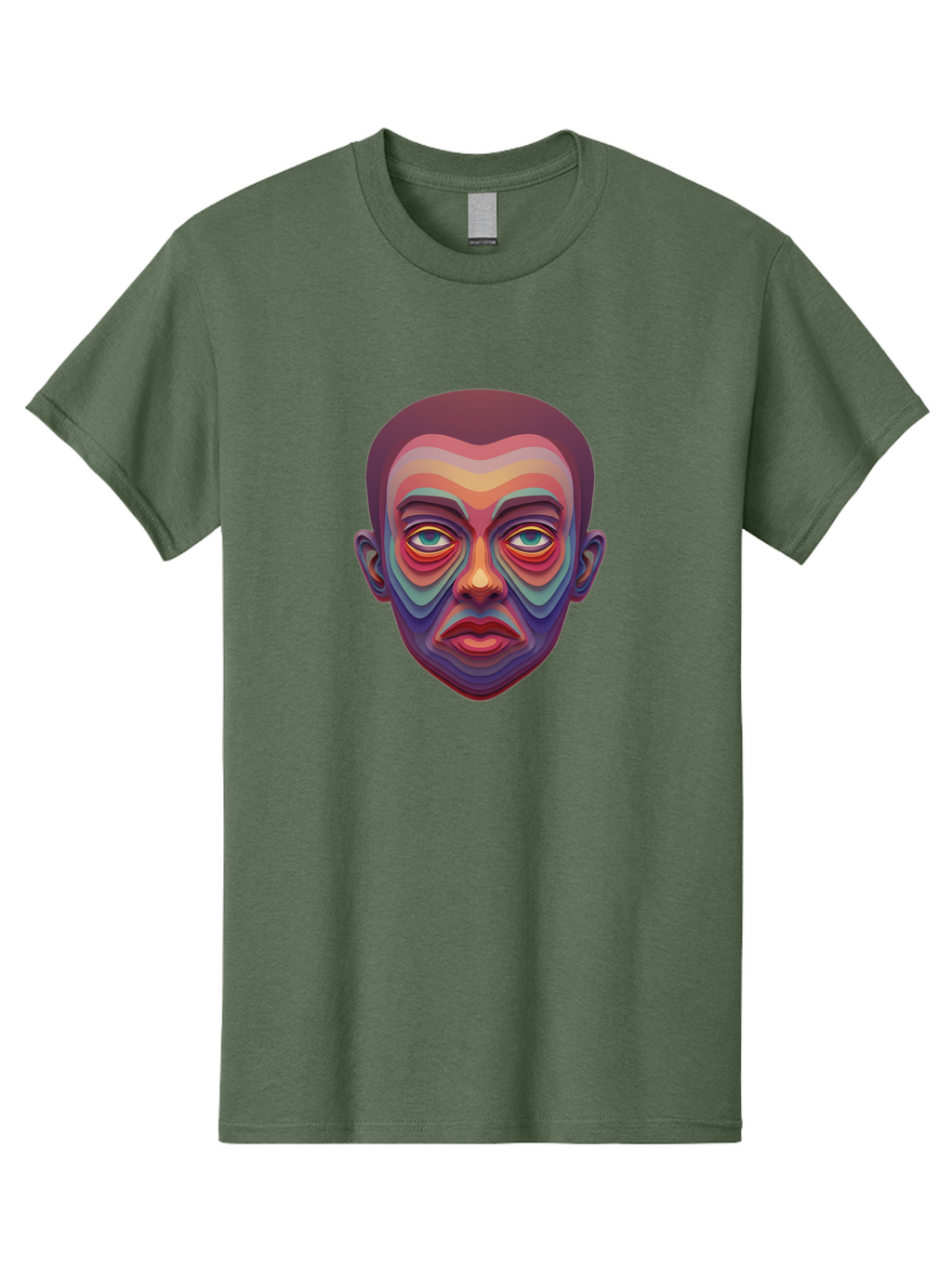 Man-S-Face Men'S Graphic Tee, 100% Cotton, Comfortable Casual Summer Wear, Machine Washable, Multicolored Face, Colorful Patterns, Vibrant Colors, Abstract Art, Surreal Portrait, Iridescent Hues, Psychedelic Style, Contemporary Art, Bae490