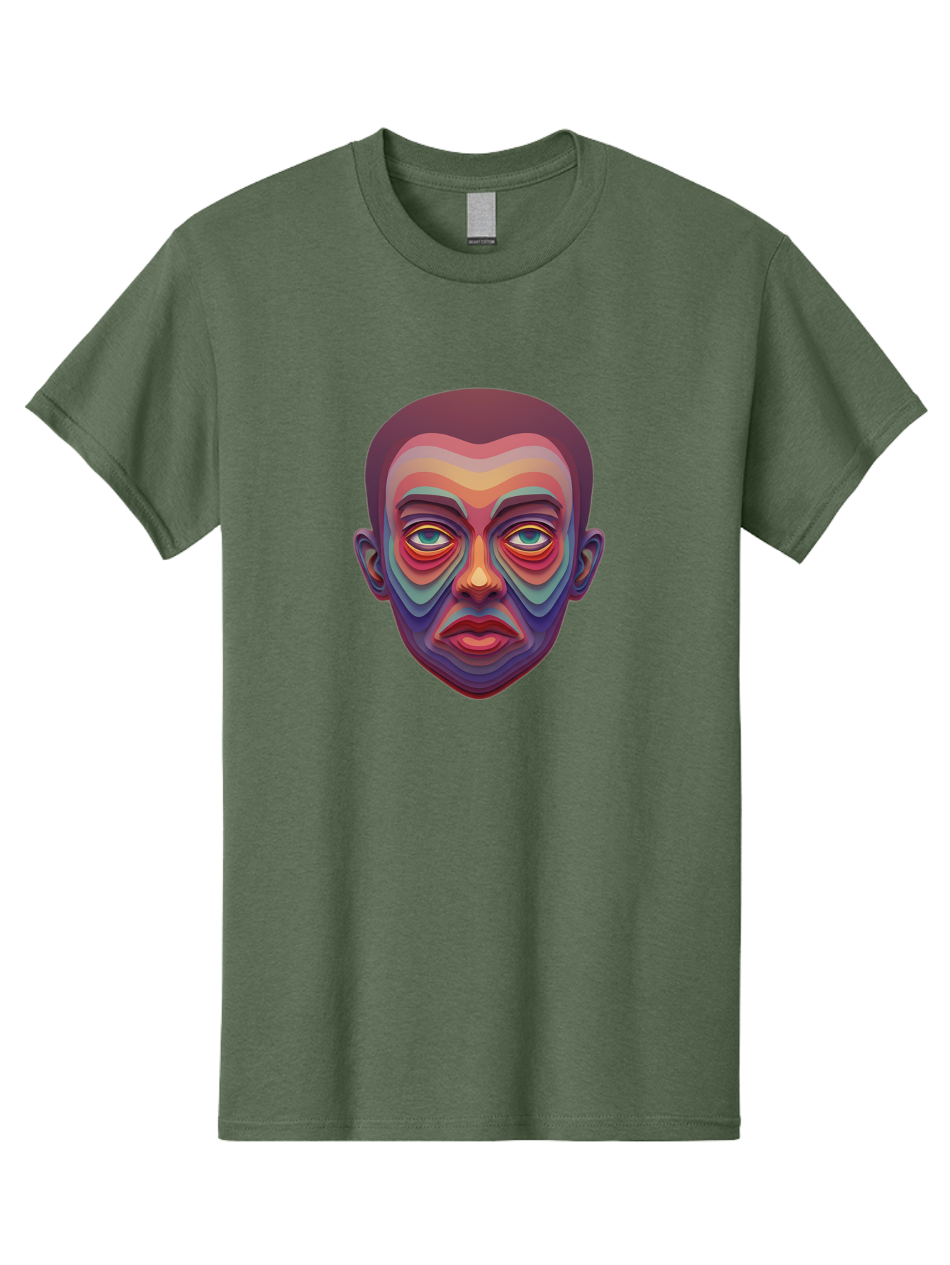Man-S-Face Men'S Graphic Tee, 100% Cotton, Comfortable Casual Summer Wear, Machine Washable, Multicolored Face, Colorful Patterns, Vibrant Colors, Abstract Art, Surreal Portrait, Iridescent Hues, Psychedelic Style, Contemporary Art, Bae490
