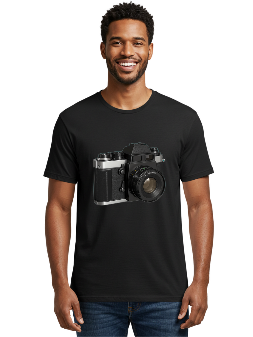 Mc-Lens-50Mm-F2 Men'S Graphic Tee, 100% Cotton, Comfortable Casual Summer Wear, Machine Washable, Vintage Camera, Photography Equipment, Film Camera, Classic Design, Black And Silver, Camera Lens, Photography Gear, Lc Ersin 28 Fx Lens Bae491