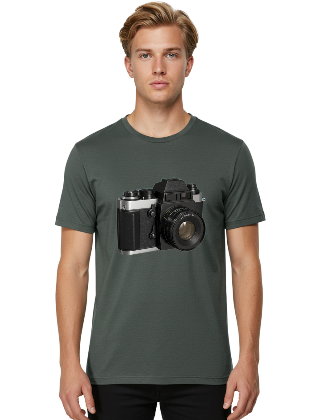 Mc-Lens-50Mm-F2 Men'S Graphic Tee, 100% Cotton, Comfortable Casual Summer Wear, Machine Washable, Vintage Camera, Photography Equipment, Film Camera, Classic Design, Black And Silver, Camera Lens, Photography Gear, Lc Ersin 28 Fx Lens Bae491