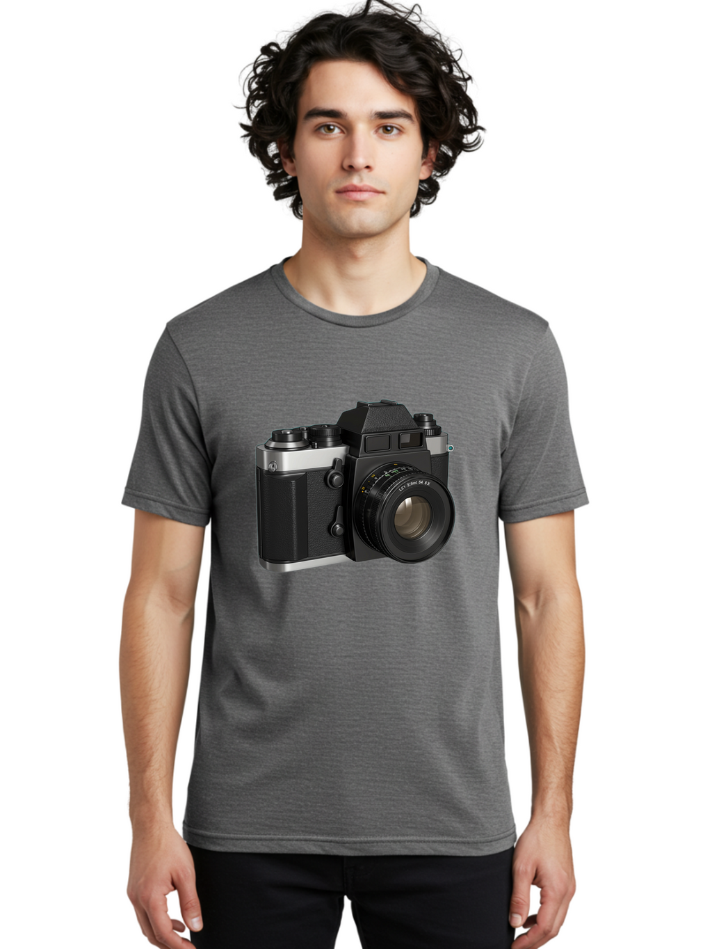 Mc-Lens-50Mm-F2 Men'S Graphic Tee, 100% Cotton, Comfortable Casual Summer Wear, Machine Washable, Vintage Camera, Photography Equipment, Film Camera, Classic Design, Black And Silver, Camera Lens, Photography Gear, Lc Ersin 28 Fx Lens Bae491
