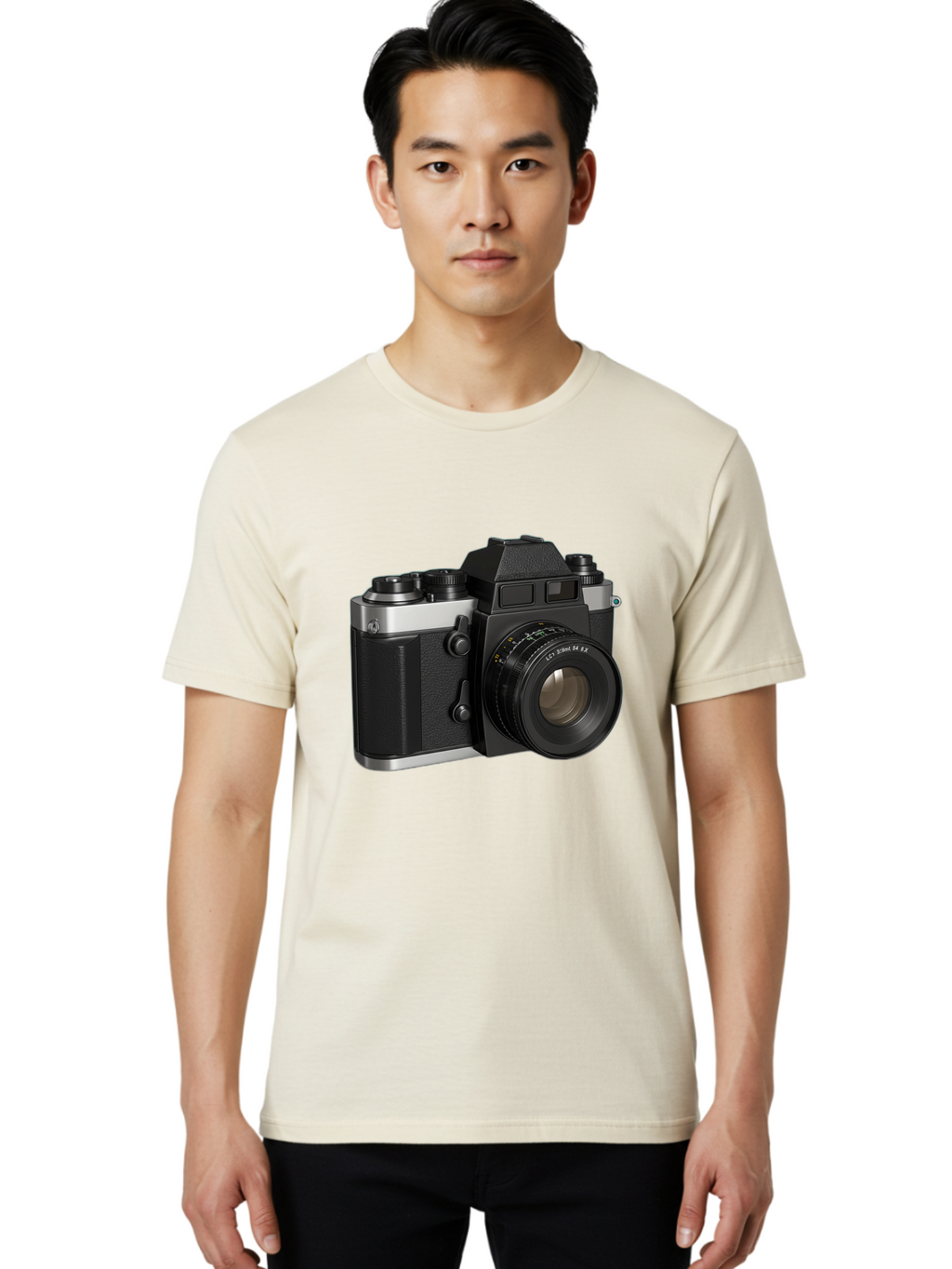 Mc-Lens-50Mm-F2 Men'S Graphic Tee, 100% Cotton, Comfortable Casual Summer Wear, Machine Washable, Vintage Camera, Photography Equipment, Film Camera, Classic Design, Black And Silver, Camera Lens, Photography Gear, Lc Ersin 28 Fx Lens Bae491