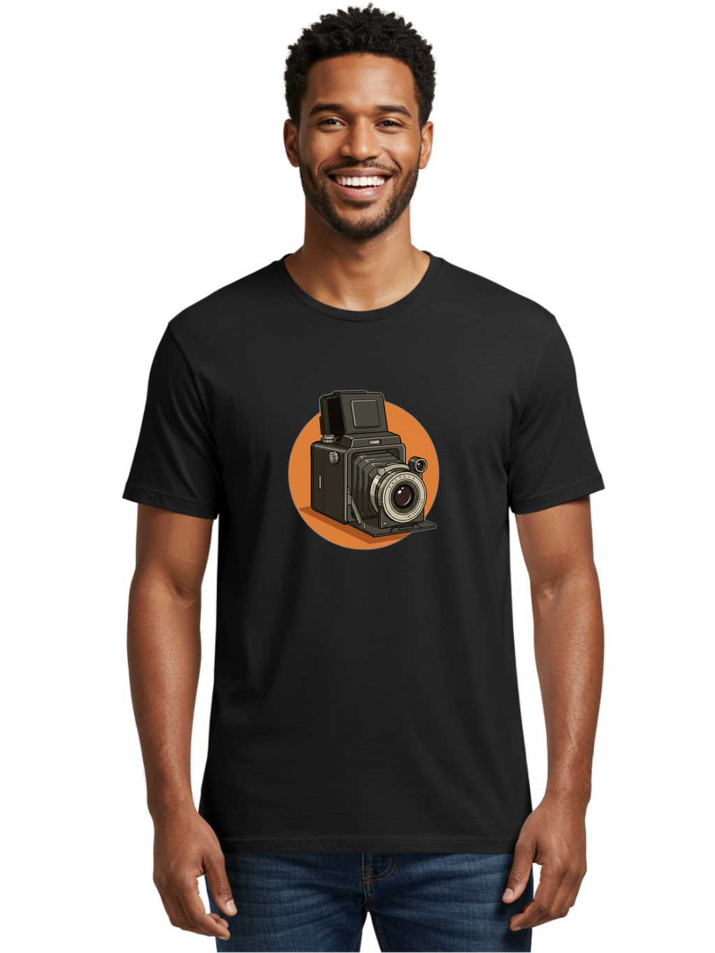 Medium-Format-Camera Men'S Graphic Tee, 100% Cotton, Comfortable Casual Summer Wear, Machine Washable, Vintage Camera, Old Camera, Photography Equipment, Classic Design, Retro Style, Camera Lens, Photography Gear, Nostalgic Feel Bae492