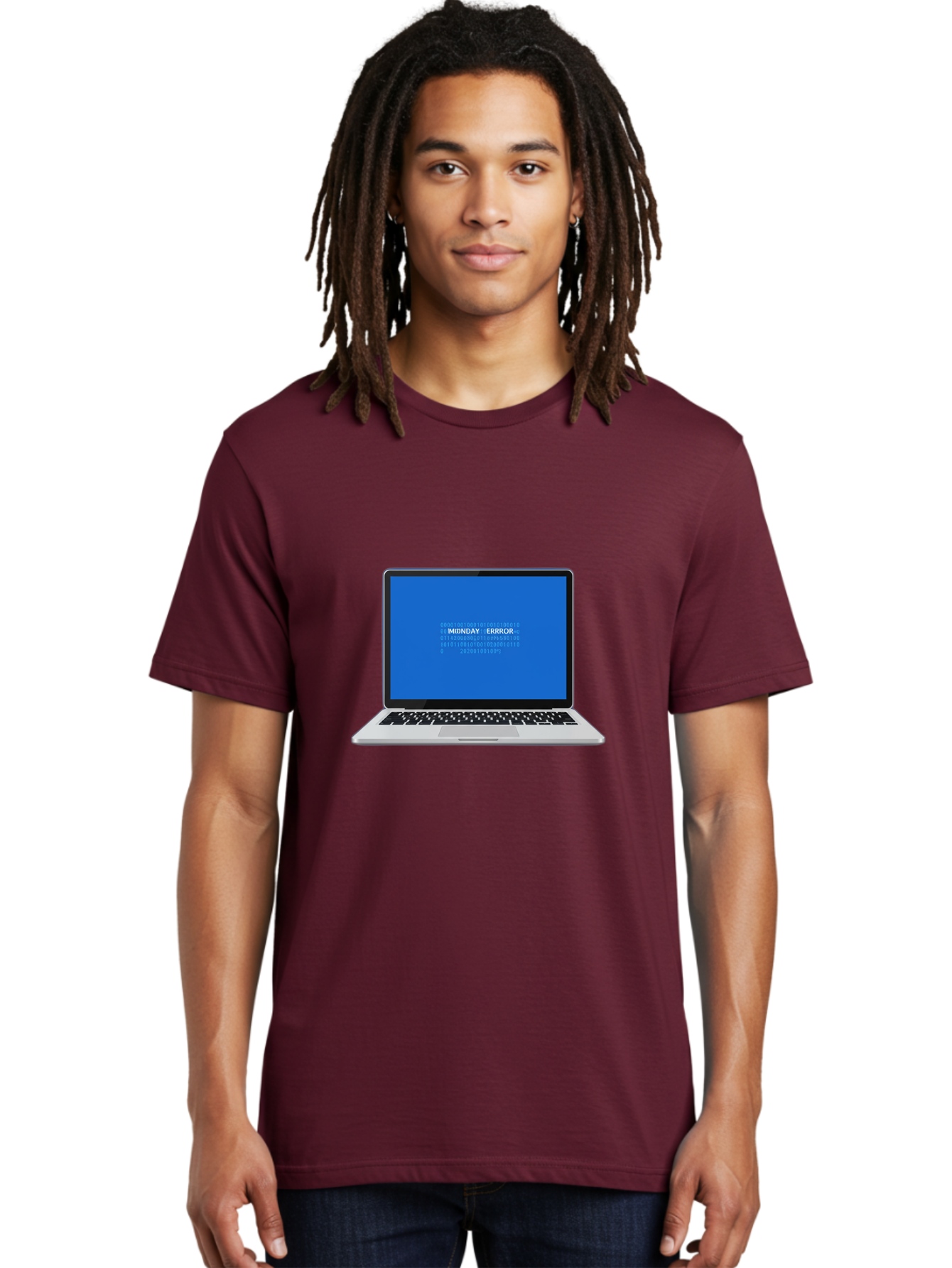 Midnday-Error Men'S Graphic Tee, 100% Cotton, Comfortable Casual Summer Wear, Machine Washable, Laptop Screen Displaying Error Message, Blue Screen Of Death, System Failure, Technical Issue, Error Code, Debugging, Technology Problem, Bae494