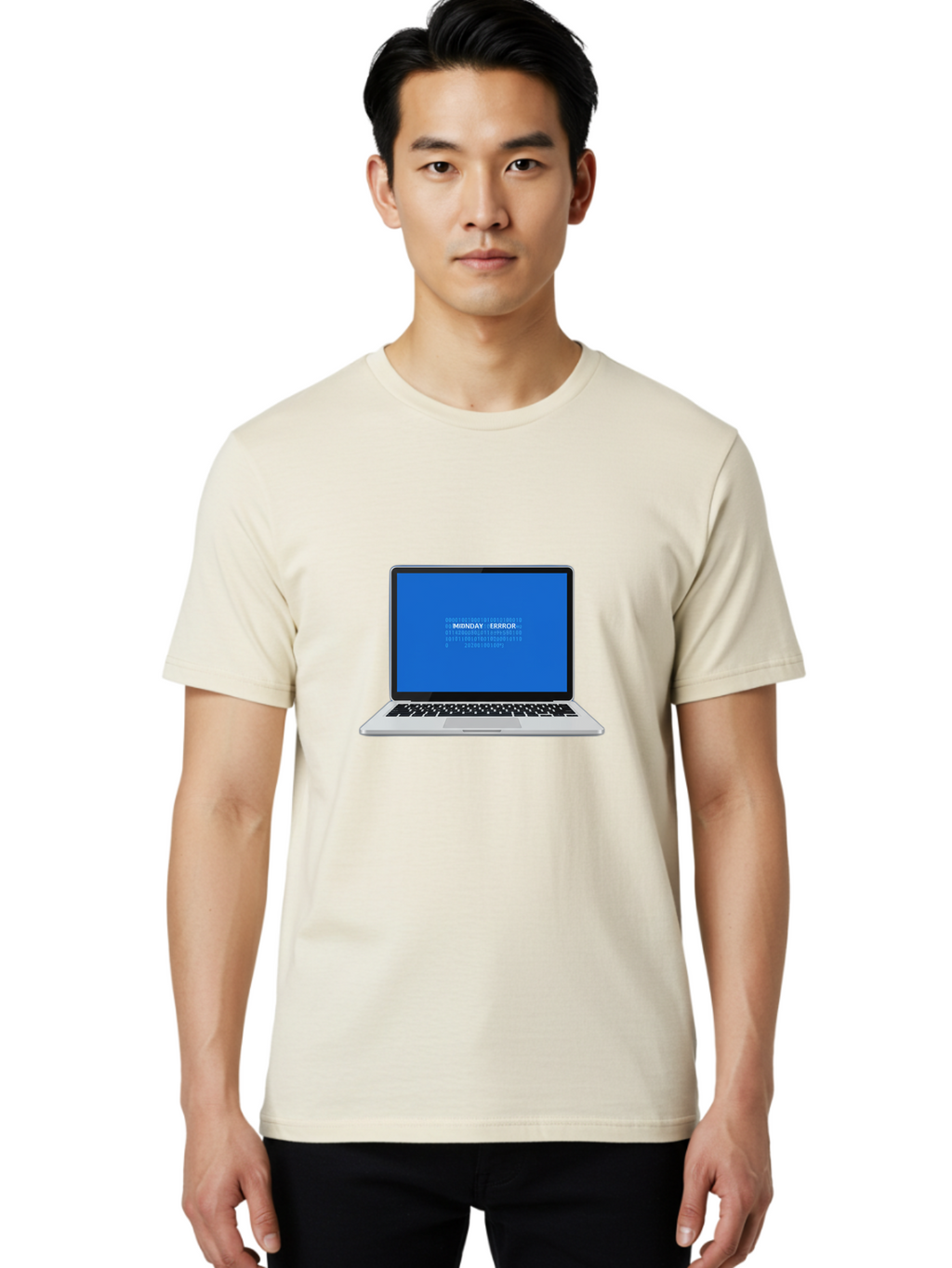 Midnday-Error Men'S Graphic Tee, 100% Cotton, Comfortable Casual Summer Wear, Machine Washable, Laptop Screen Displaying Error Message, Blue Screen Of Death, System Failure, Technical Issue, Error Code, Debugging, Technology Problem, Bae494