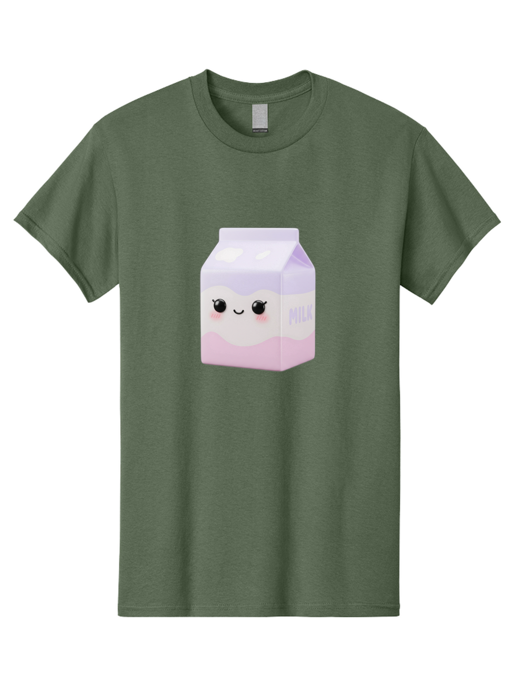 Milk-1 Men'S Graphic Tee, 100% Cotton, Comfortable Casual Summer Wear, Machine Washable, Carton Of Milk, Cute Face, Smiling Eyes, Pink Blush, Kawaii Character, Dairy Product, Funny Illustration, Purple And Pink Colors, Whimsical Design Bae496