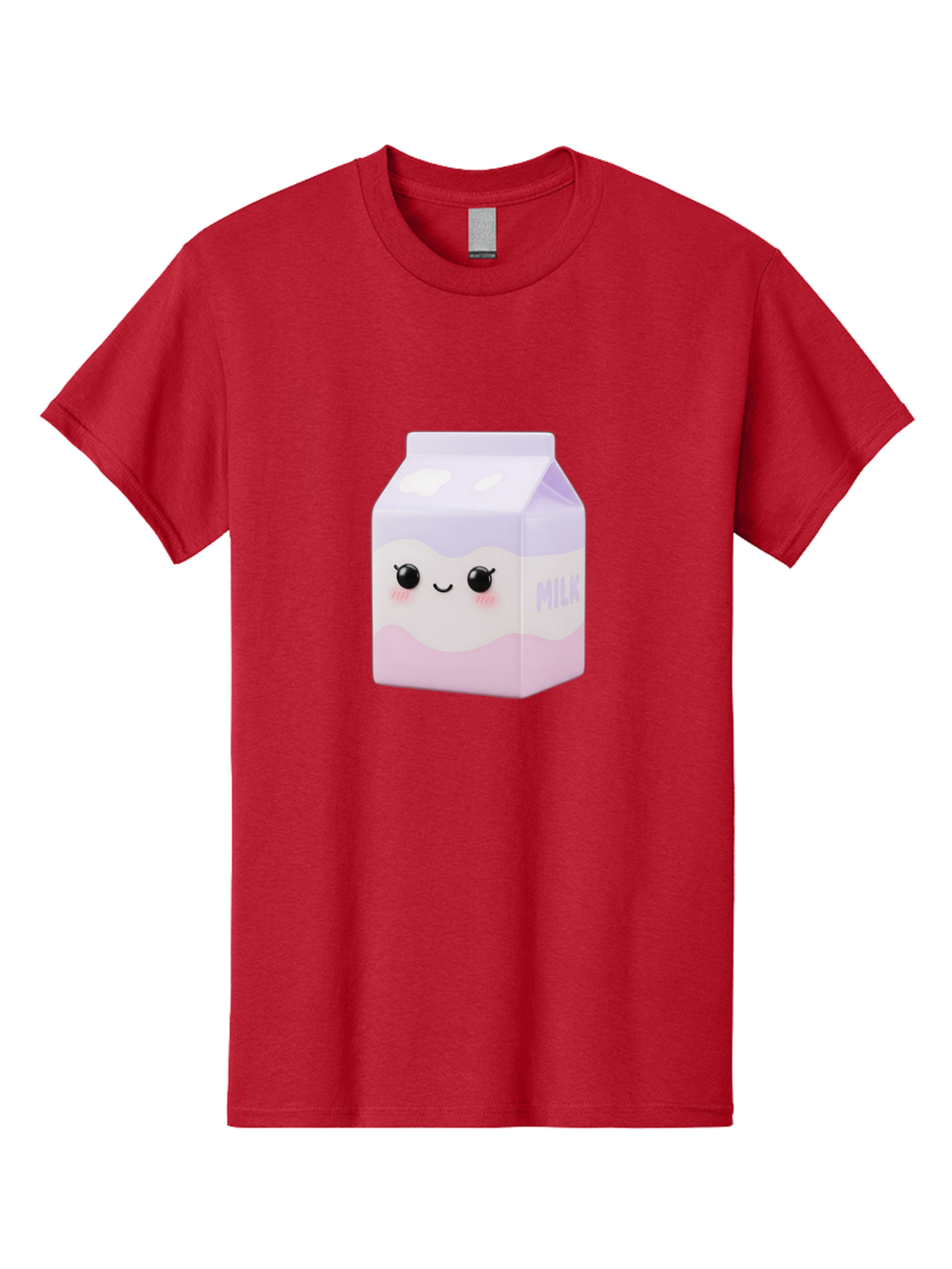 Milk-1 Men'S Graphic Tee, 100% Cotton, Comfortable Casual Summer Wear, Machine Washable, Carton Of Milk, Cute Face, Smiling Eyes, Pink Blush, Kawaii Character, Dairy Product, Funny Illustration, Purple And Pink Colors, Whimsical Design Bae496