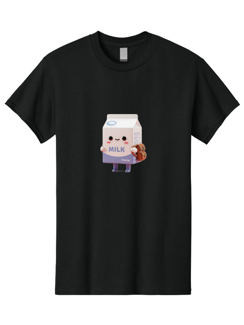 Milk-5 Men'S Graphic Tee, 100% Cotton, Comfortable Casual Summer Wear, Machine Washable, Cartoon Milk Carton, Cute Character Design, Anthropomorphic Packaging, Milk And Cookies, Kawaii Culture, Playful Illustration, Adorable Mascot, Bae500
