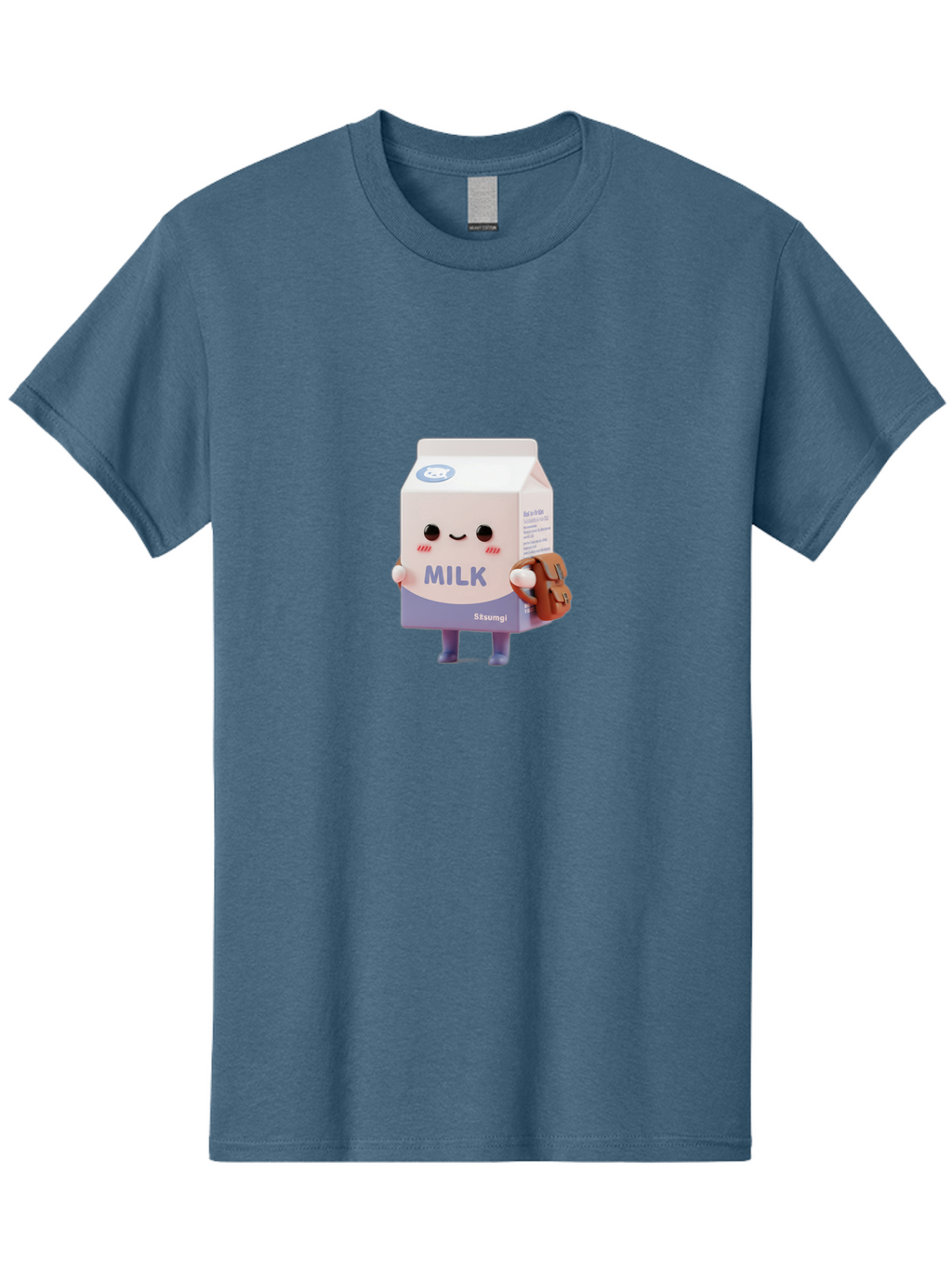 Milk-5 Men'S Graphic Tee, 100% Cotton, Comfortable Casual Summer Wear, Machine Washable, Cartoon Milk Carton, Cute Character Design, Anthropomorphic Packaging, Milk And Cookies, Kawaii Culture, Playful Illustration, Adorable Mascot, Bae500