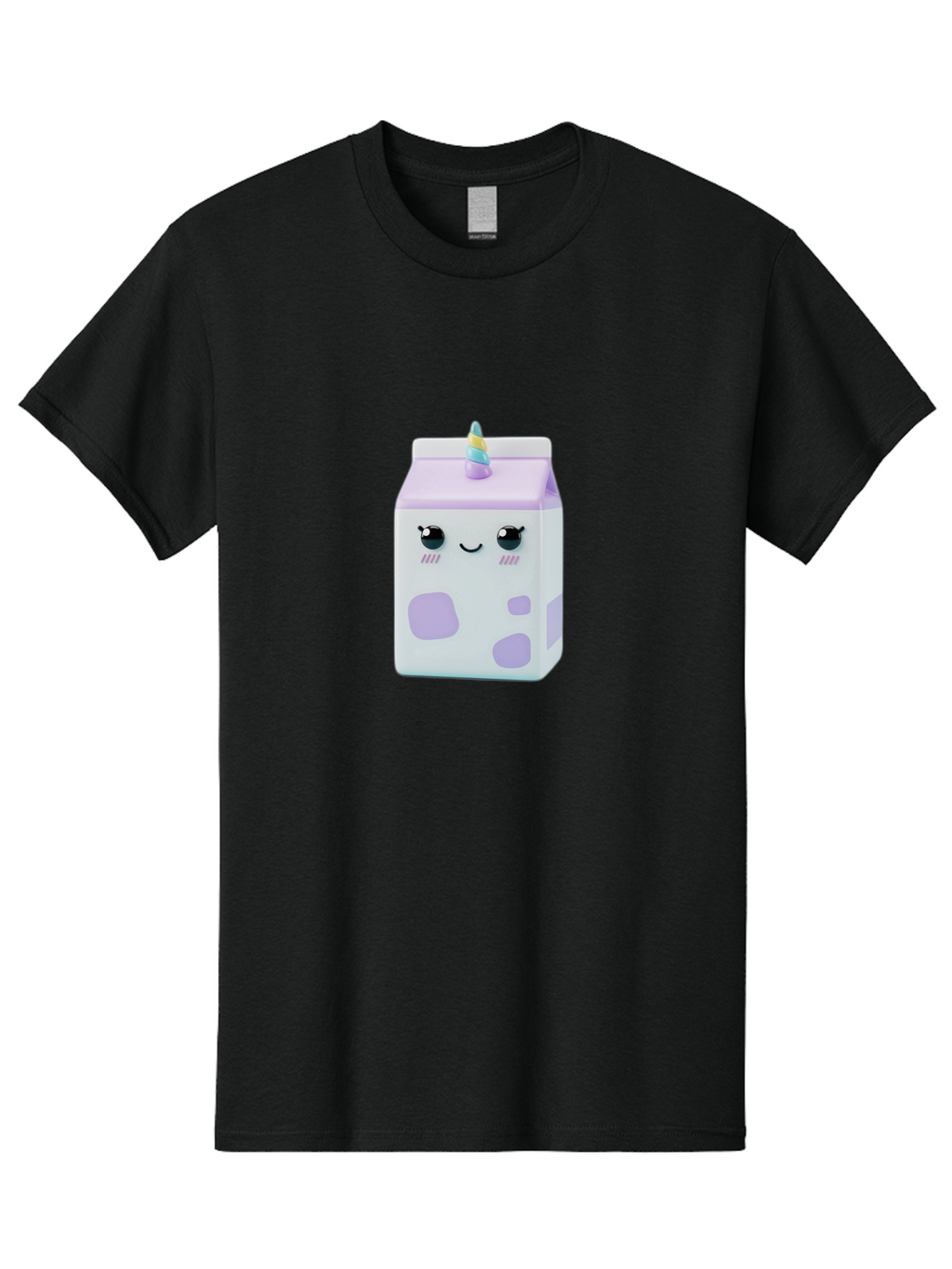 Milk-Carton-1 Men'S Graphic Tee, 100% Cotton, Comfortable Casual Summer Wear, Machine Washable, Milk Carton, Cartoon Character, Unicorn Horn, Purple And White, Cute Design, Funny Face, Kawaii, Playful, Whimsical, Charming, Bae501