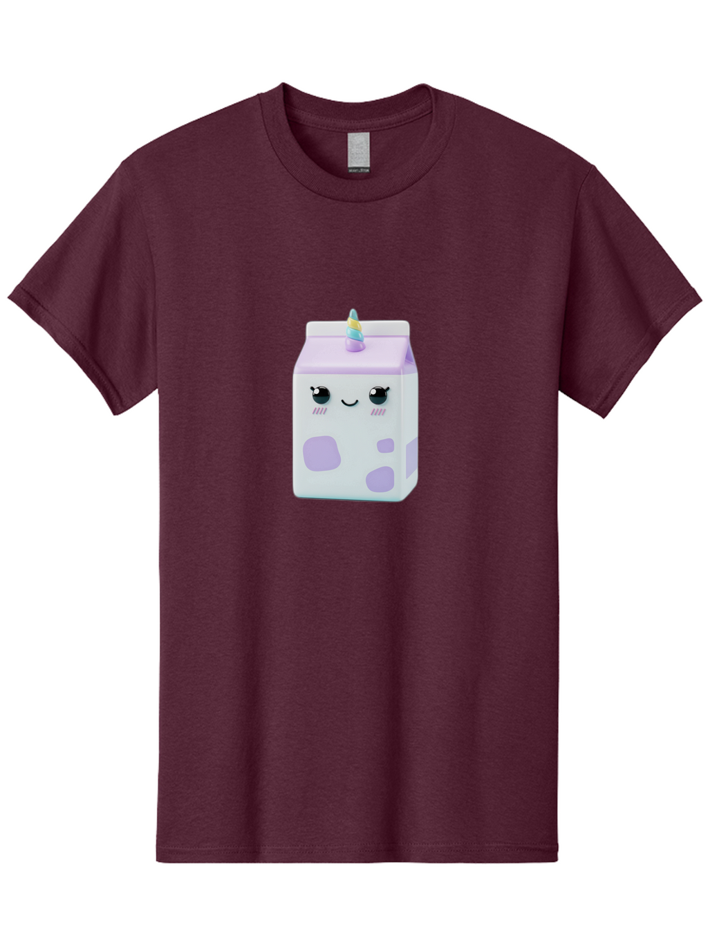 Milk-Carton-1 Men'S Graphic Tee, 100% Cotton, Comfortable Casual Summer Wear, Machine Washable, Milk Carton, Cartoon Character, Unicorn Horn, Purple And White, Cute Design, Funny Face, Kawaii, Playful, Whimsical, Charming, Bae501
