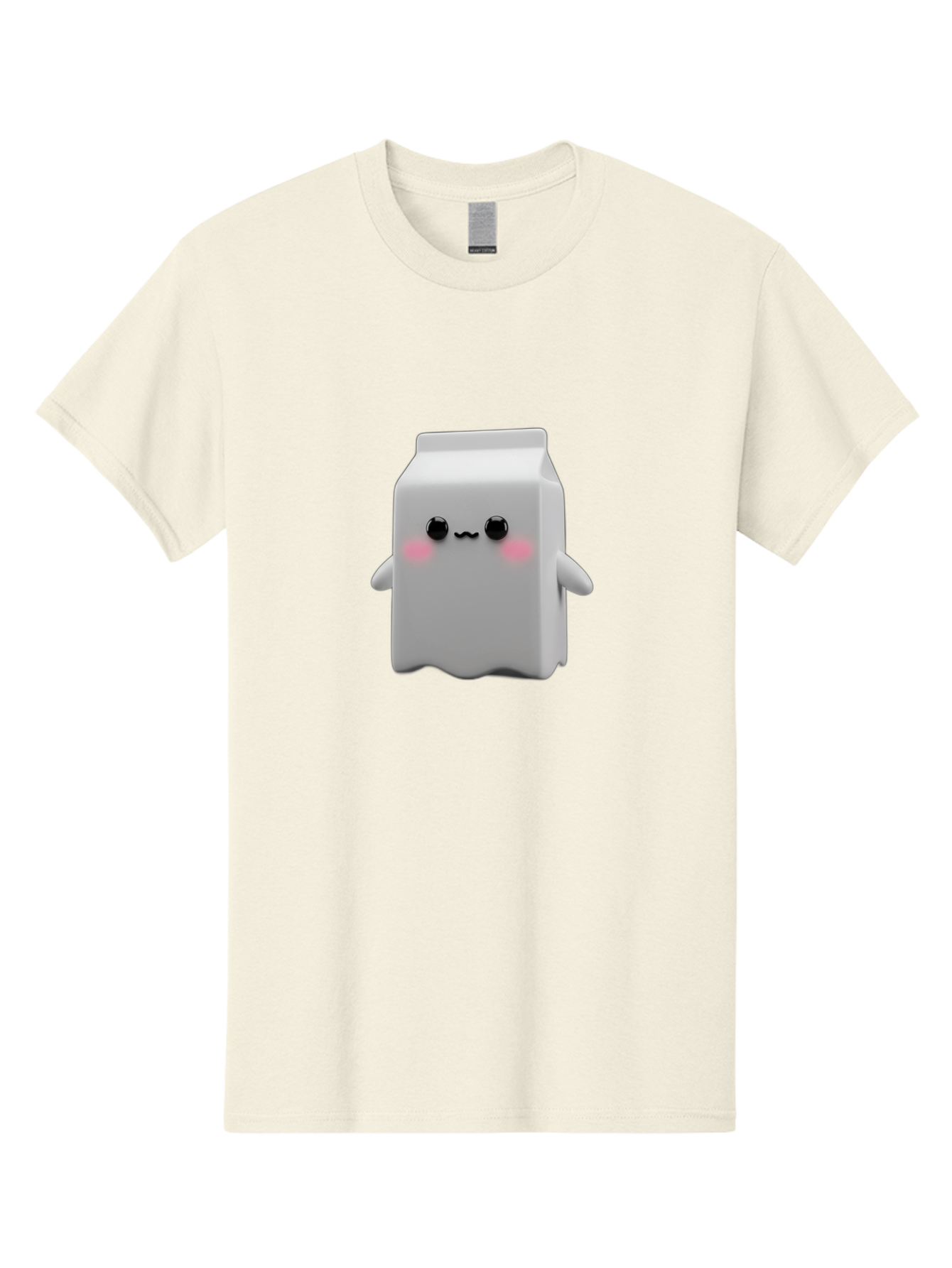 Milk-Carton Men'S Graphic Tee, 100% Cotton, Comfortable Casual Summer Wear, Machine Washable, Cartoon Milk Carton, Kawaii Character, Cute Milk, Adorable Illustration, Pink Blush Cheeks, Squiggly Mouth, 3D Animation, Whimsical Design, Bae503