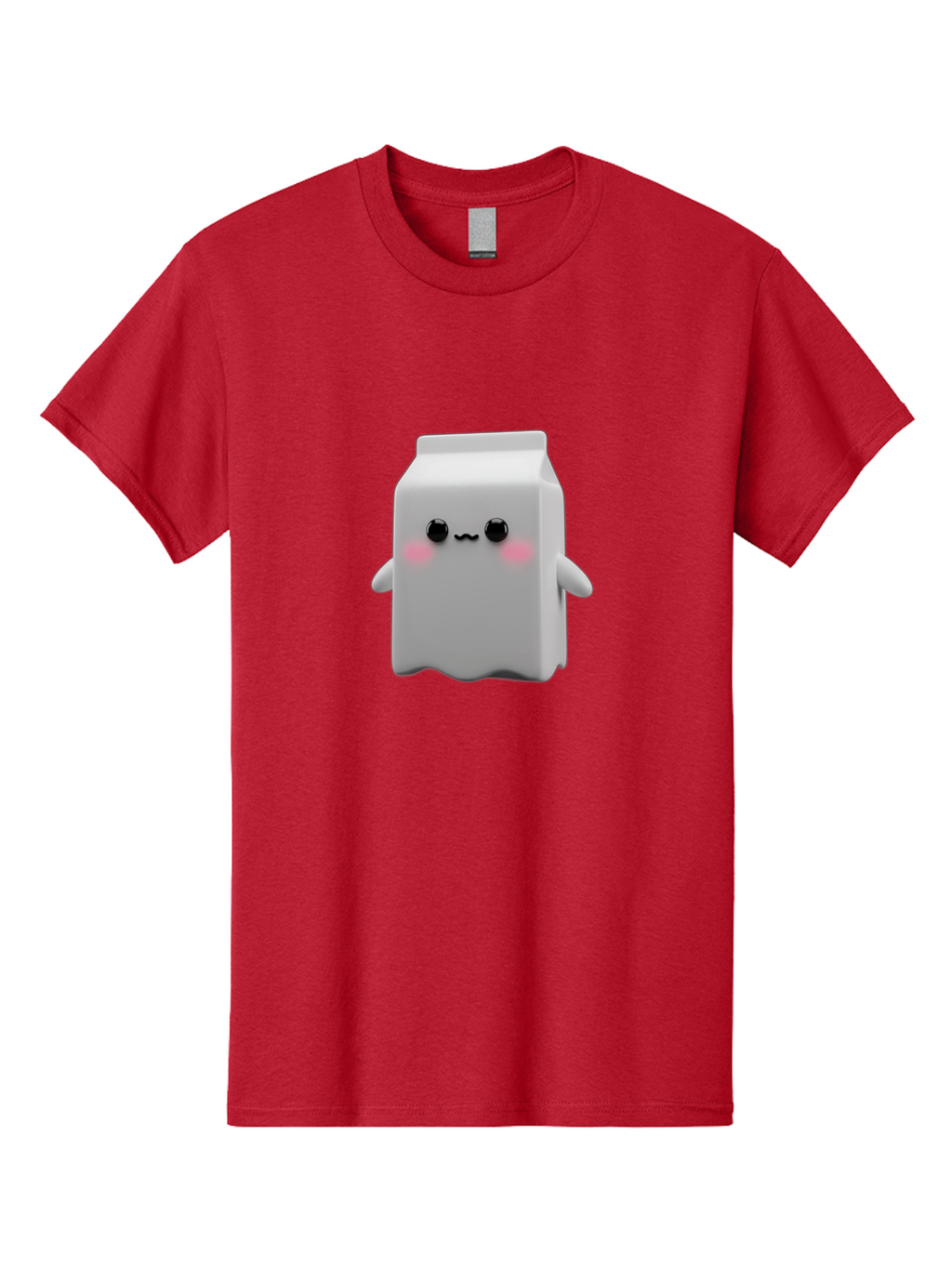Milk-Carton Men'S Graphic Tee, 100% Cotton, Comfortable Casual Summer Wear, Machine Washable, Cartoon Milk Carton, Kawaii Character, Cute Milk, Adorable Illustration, Pink Blush Cheeks, Squiggly Mouth, 3D Animation, Whimsical Design, Bae503