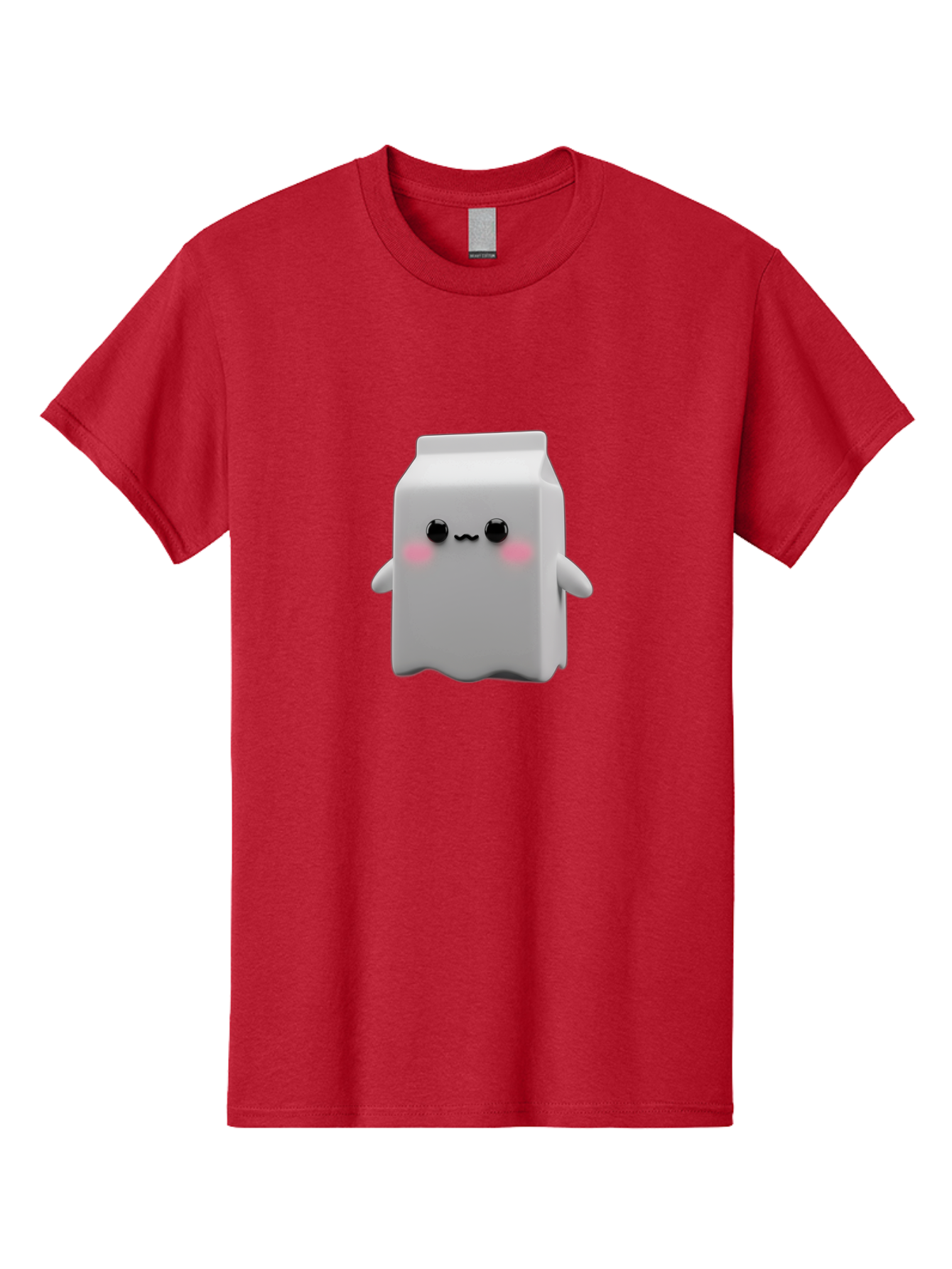 Milk-Carton Men'S Graphic Tee, 100% Cotton, Comfortable Casual Summer Wear, Machine Washable, Cartoon Milk Carton, Kawaii Character, Cute Milk, Adorable Illustration, Pink Blush Cheeks, Squiggly Mouth, 3D Animation, Whimsical Design, Bae503