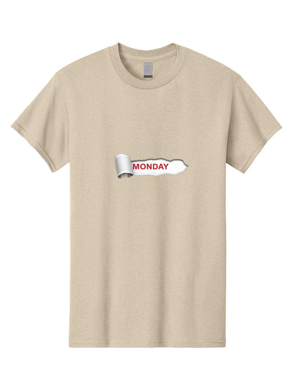 Monday-2 Men'S Graphic Tee, 100% Cotton, Comfortable Casual Summer Wear, Machine Washable, Ripped Paper, Monday Motivation, Bold Red Text, Crumpled Edge, Creative Design, Day Of The Week, Office Decor Bae509