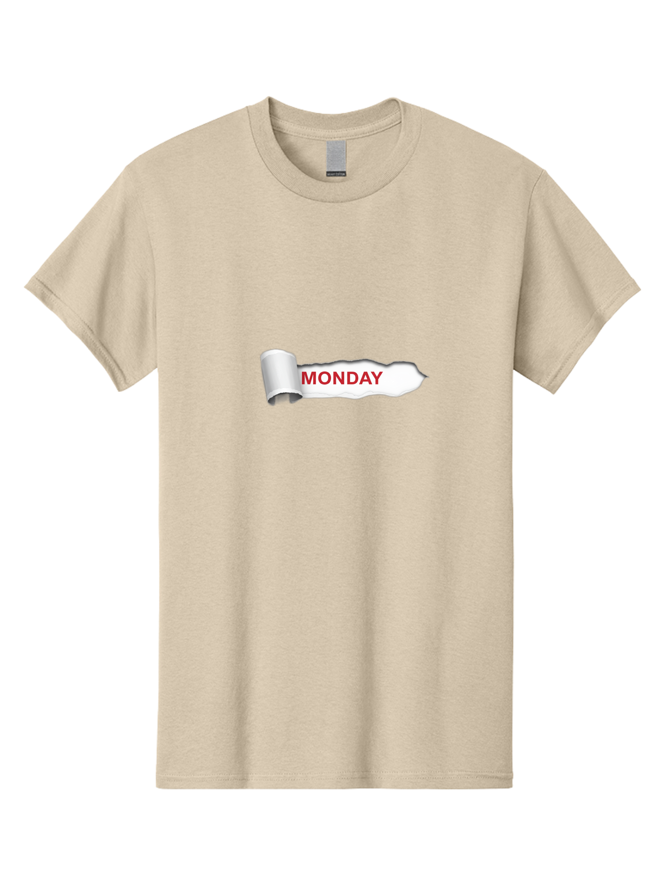 Monday-2 Men'S Graphic Tee, 100% Cotton, Comfortable Casual Summer Wear, Machine Washable, Ripped Paper, Monday Motivation, Bold Red Text, Crumpled Edge, Creative Design, Day Of The Week, Office Decor Bae509