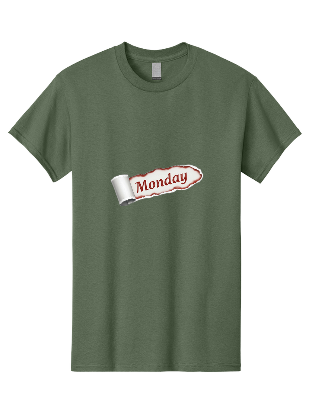 Monday-3 Men'S Graphic Tee, 100% Cotton, Comfortable Casual Summer Wear, Machine Washable, Torn Paper, Monday Text, Red Font, Ripped Edge, Curled Corner, Digital Graphic, Calendar Day Bae510