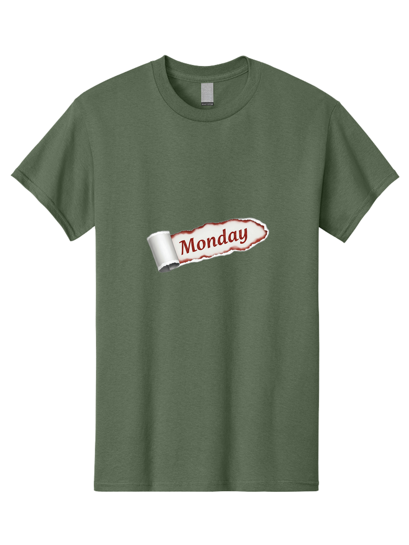 Monday-3 Men'S Graphic Tee, 100% Cotton, Comfortable Casual Summer Wear, Machine Washable, Torn Paper, Monday Text, Red Font, Ripped Edge, Curled Corner, Digital Graphic, Calendar Day Bae510